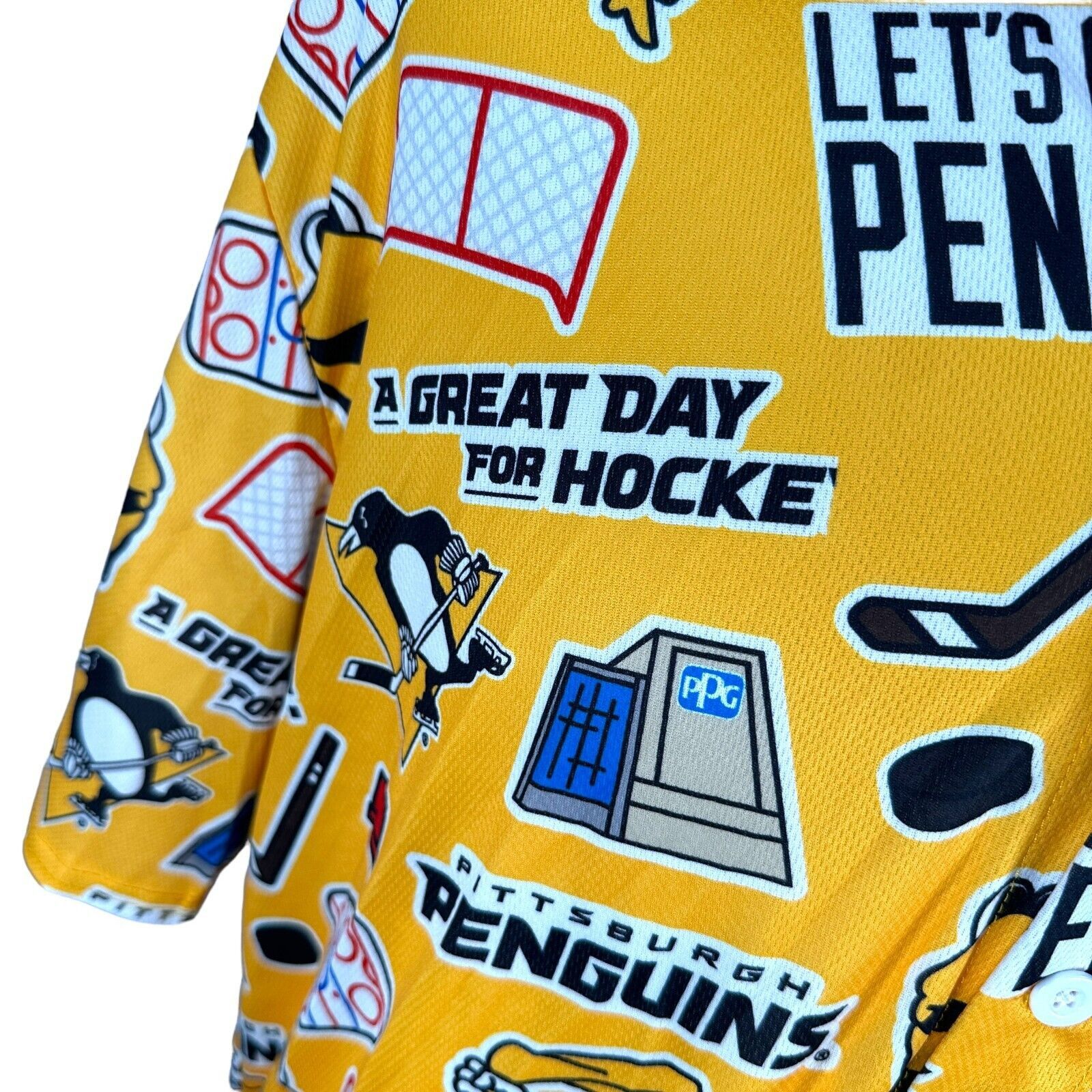 NHL Pittsburgh Penguins Hawaiian Shirt Men XL Yellow NHL Hockey Size US XL / EU 56 / 4 - 2 Thumbnail