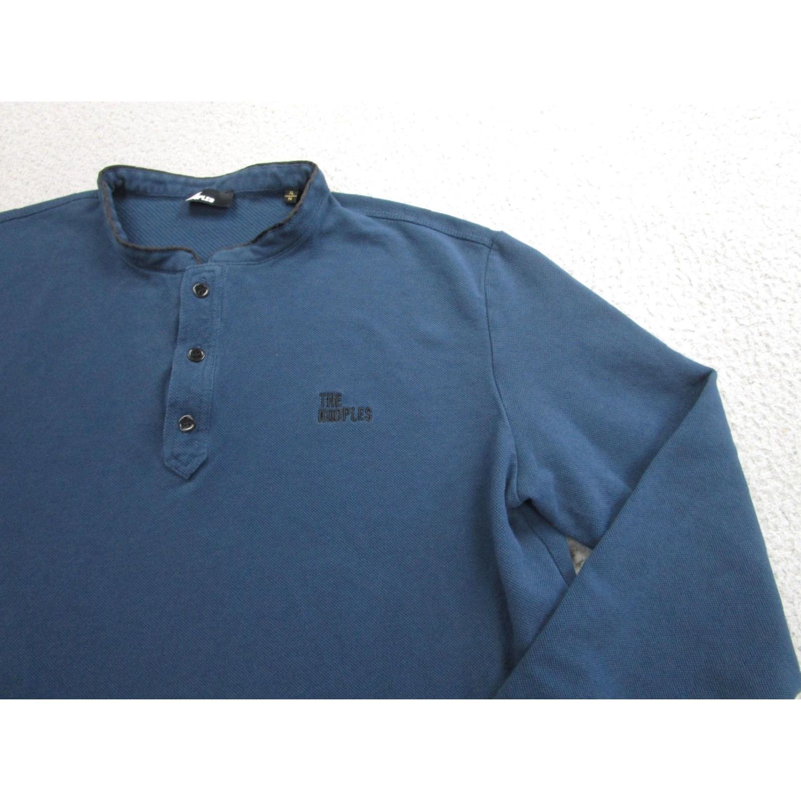 The Kooples The Kooples Henley Shirt XL Blue Long Sleeve Cotton Logo Embroidered Pique Mens Size US XL / EU 56 / 4 - 2 Thumbnail