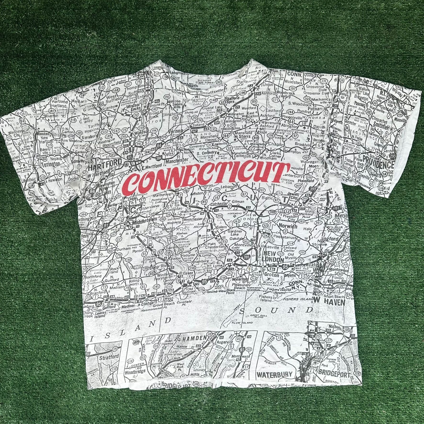 Vintage Vintage 90s Connecticut Road Map AOP T-Shirt White L Single Size US L / EU 52-54 / 3 - 1 Thumbnail