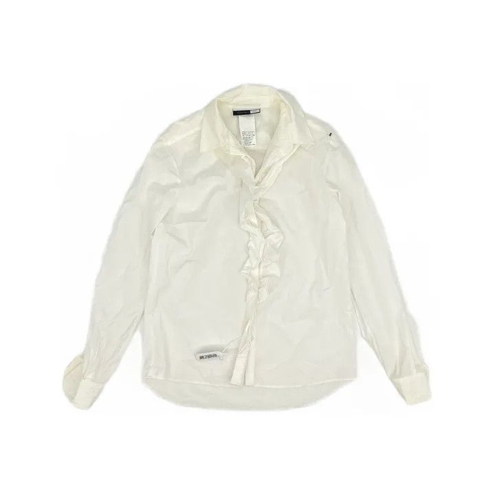 Max Mara Max Mara Casual Ruffled White Shirt 0079 Size S / US 4 / IT 40 - 1 Thumbnail