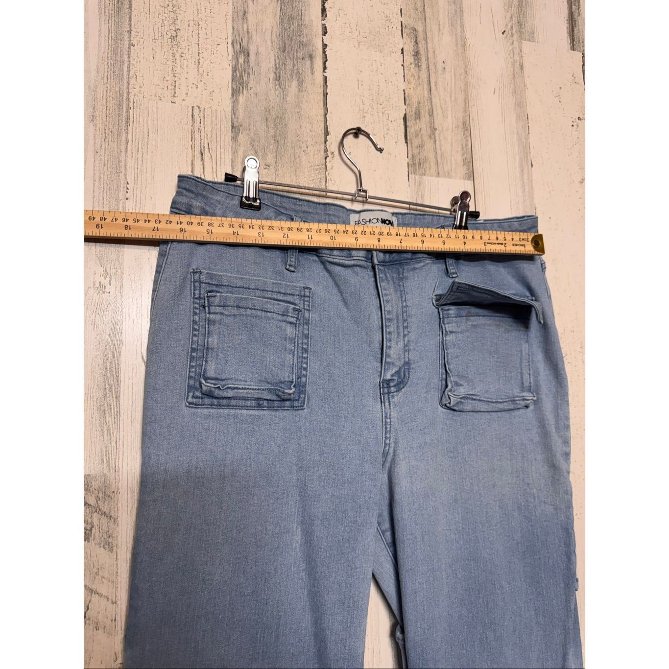 Other Fashion Nova Cargo Jeans | Light Wash Utility Denim Pants with Pockets Size 13 Size 32" / US 10 / IT 46 - 6 Thumbnail