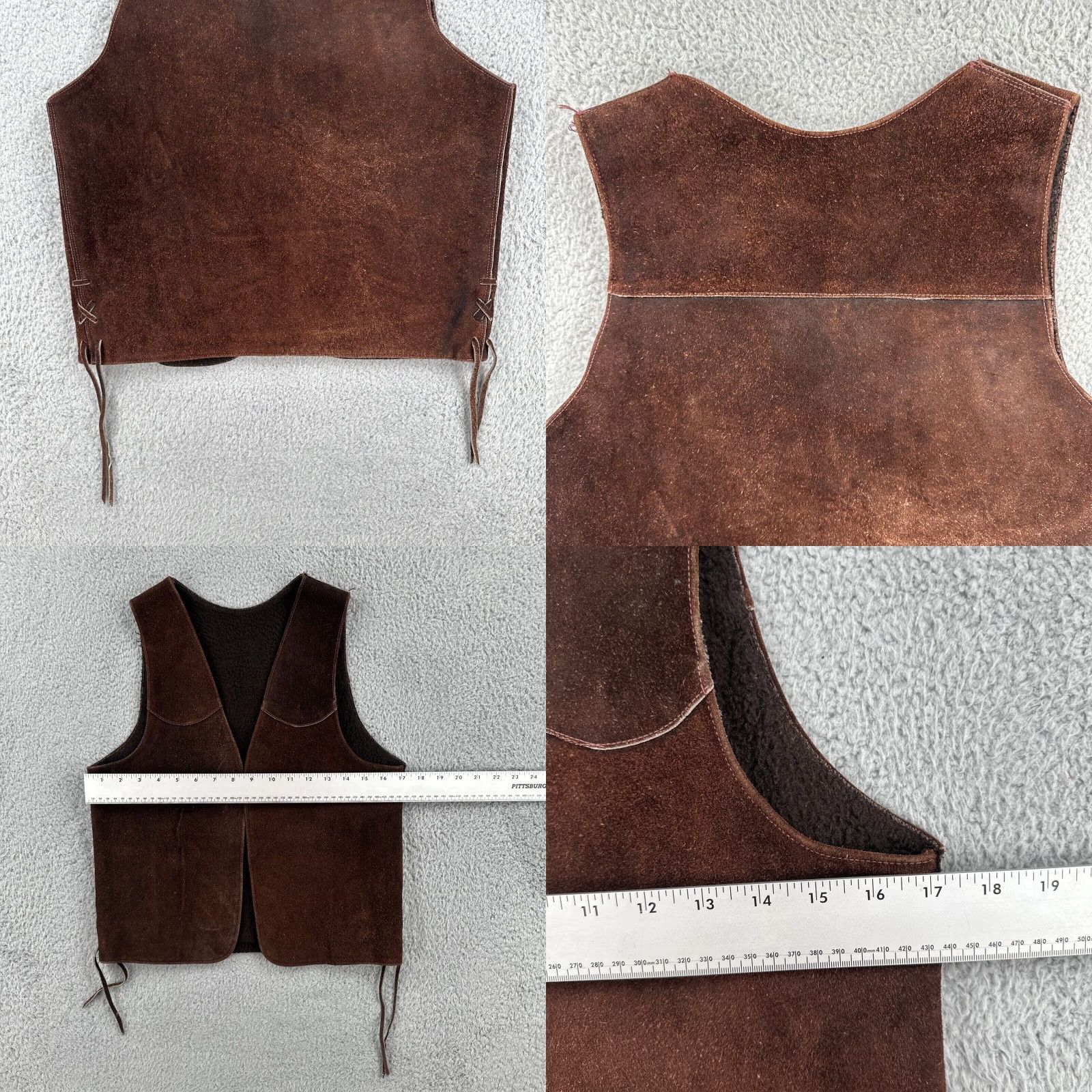 Vintage VINTAGE 60s Leather Vest Dennis Hopper Easy Rider Style Fleece Lined Leather Vest S Brown Mens Womens Girls Boys Size US S / EU 44-46 / 1 - 8 Thumbnail