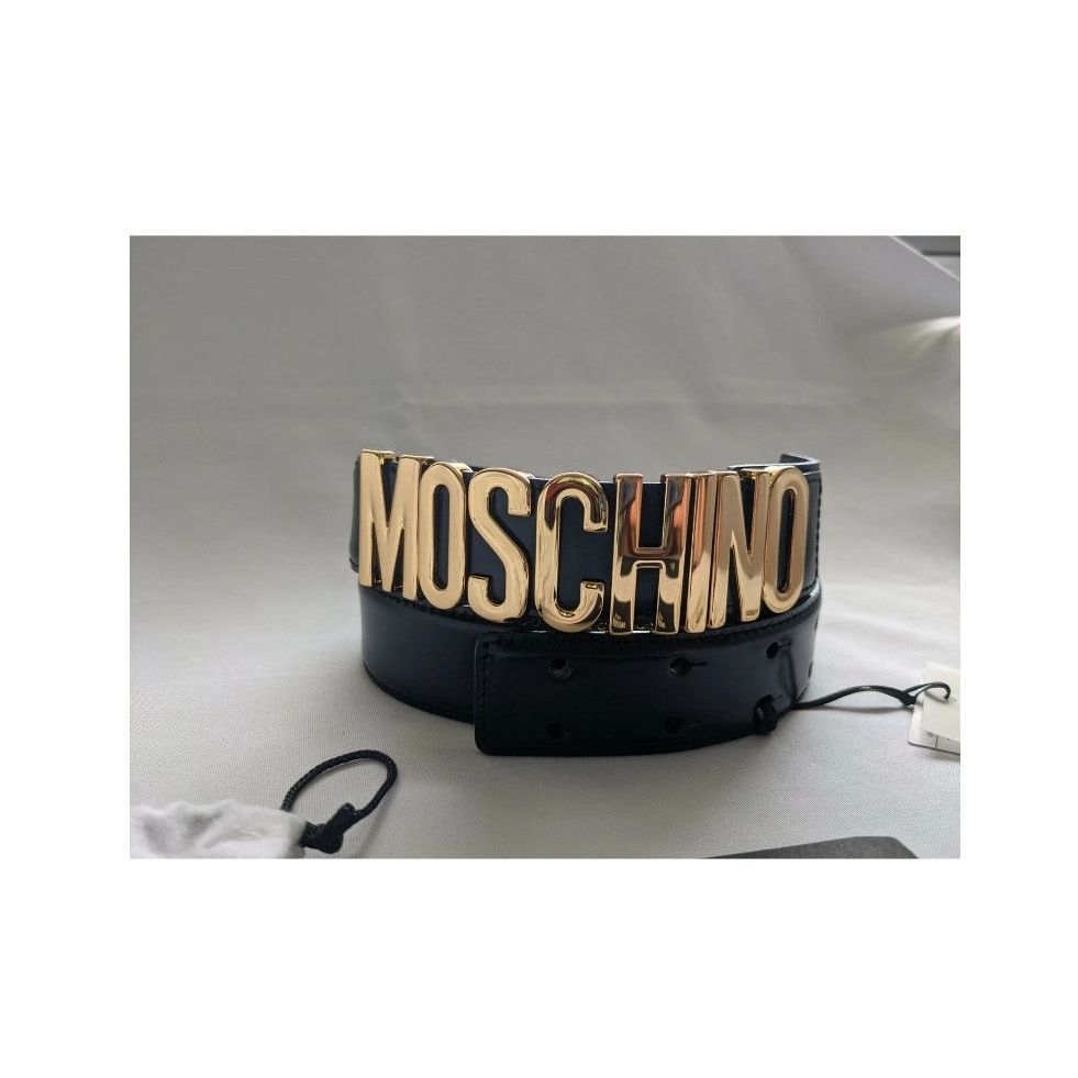 Moschino Moschino Couture Jeremy Scott SHINY LEATHER BELT GOLD LOGO Size ONE SIZE - 1 Thumbnail