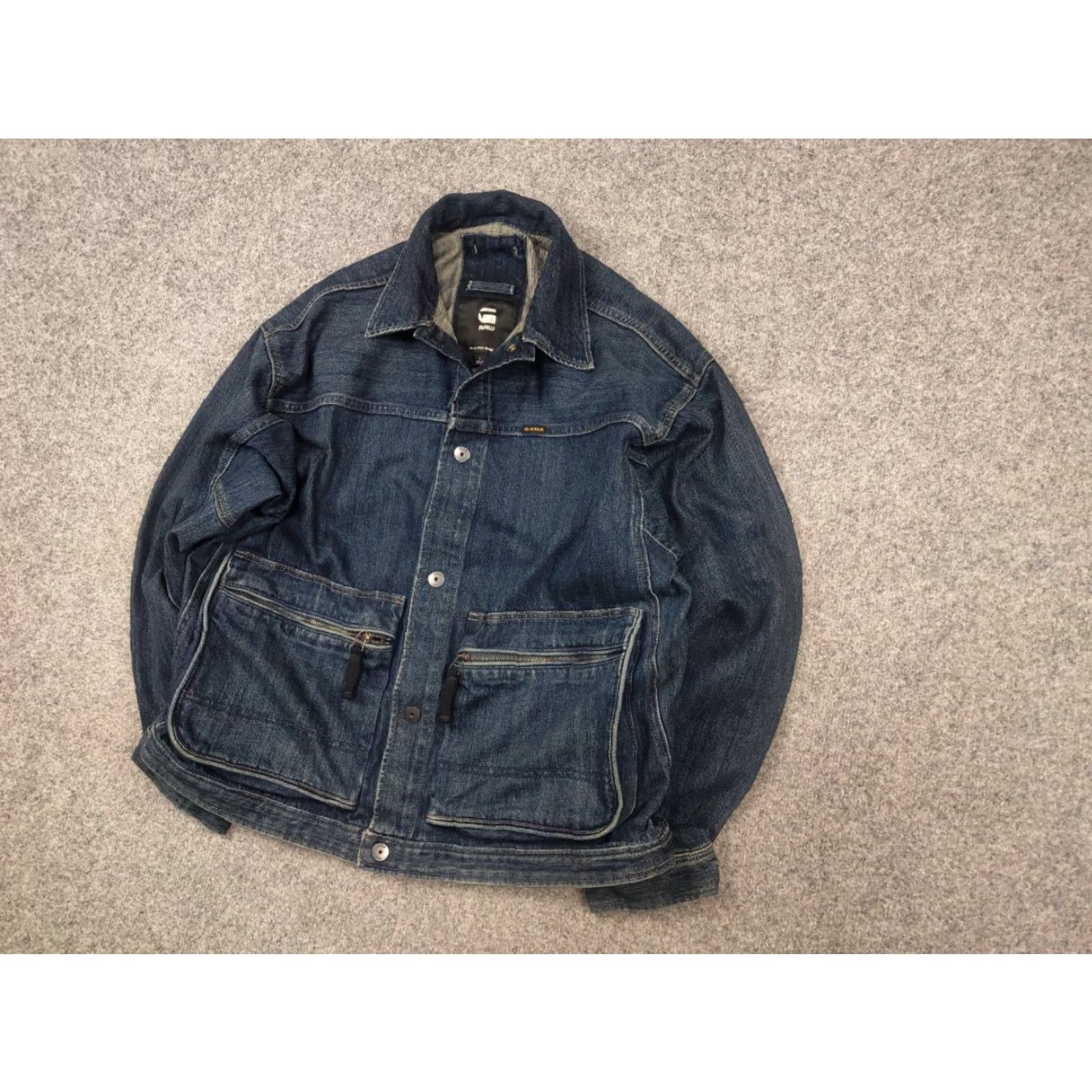 G-Star G-Star RAW Utility Coach Dakota Cargo Pocket Baggy Denim Blue Vintage Jacket Mens L Blue Denim Cargo Pockets Vintage Style Stars 90s Theme Jacket Size US L / EU 52-54 / 3 - 4 Thumbnail