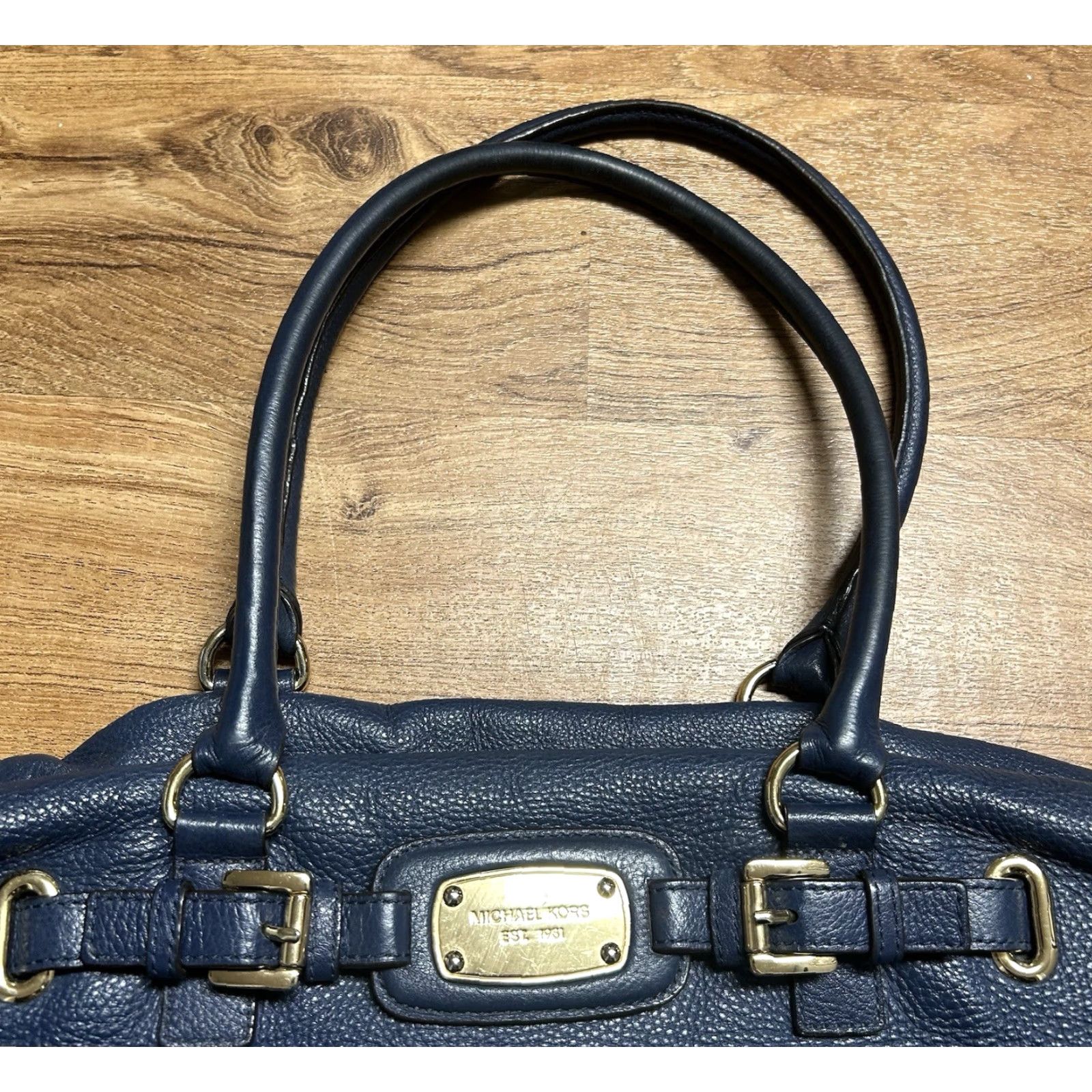 Vintage VINTAGE Michael Kors Hamilton Weekender Navy Pebbled Leather Luggage Satchel Bag Tote Size ONE SIZE - 7 Thumbnail
