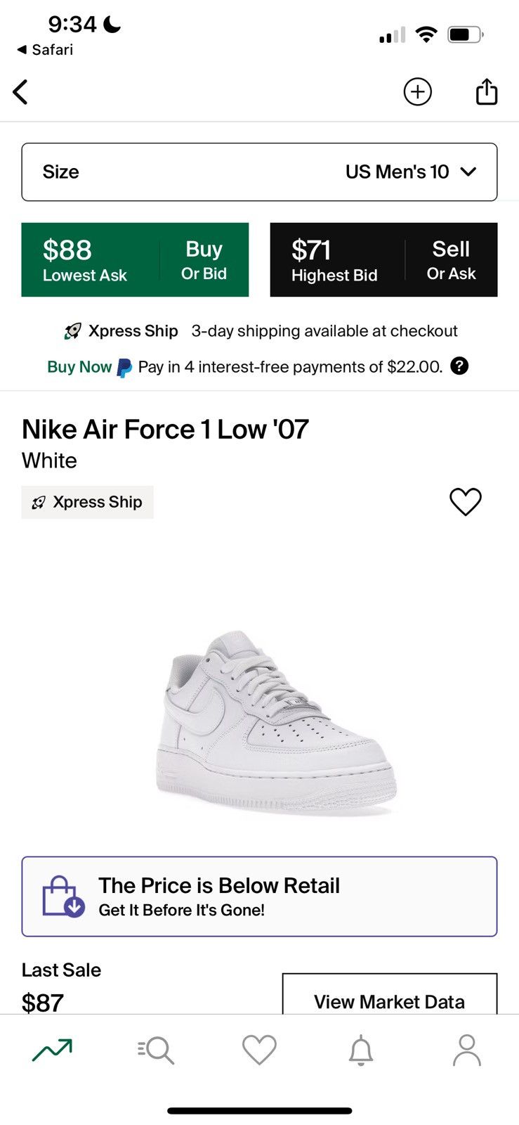 Nike Nike Air Force 1 Low ‘07 White Size US 10 / EU 43 - 2 Thumbnail