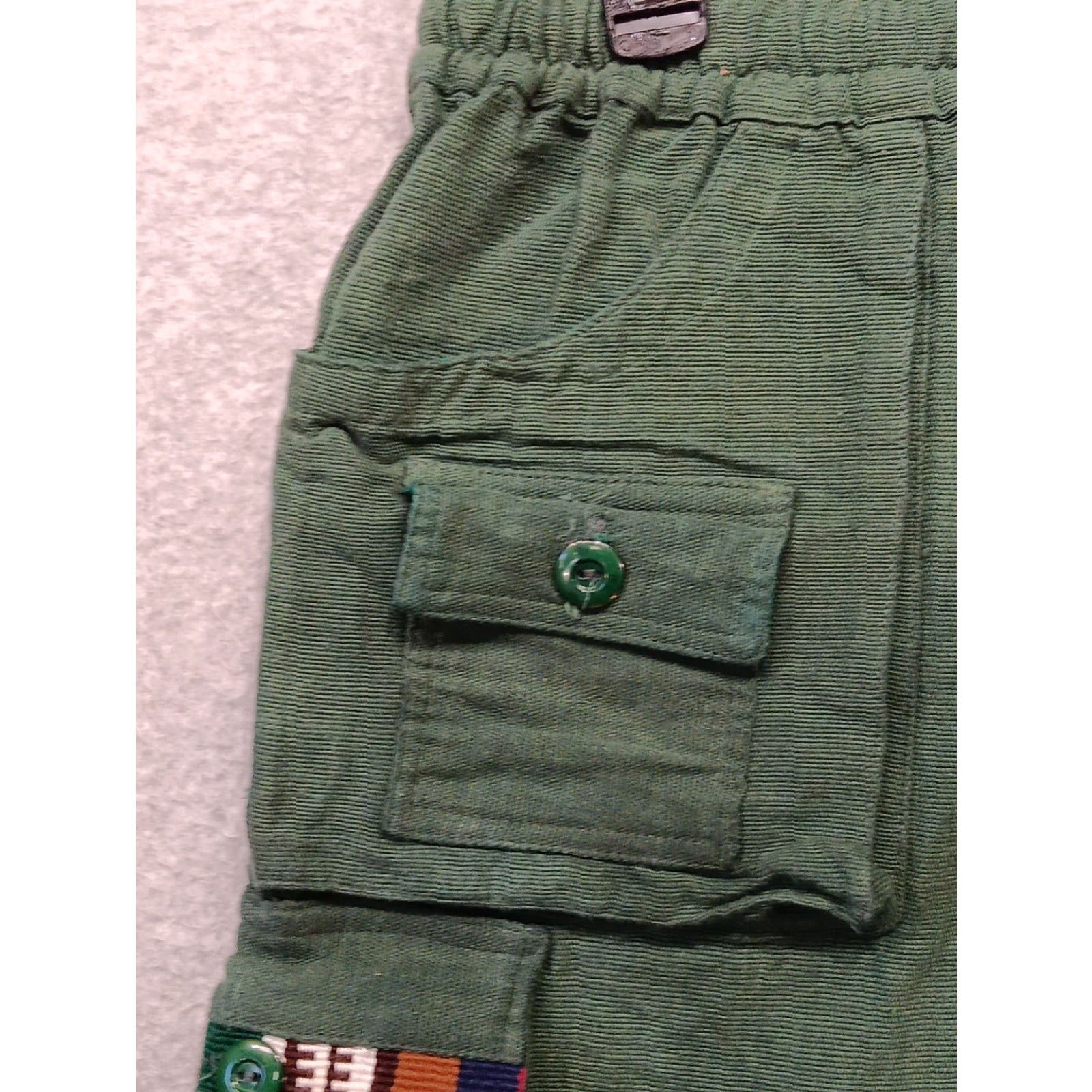 Vintage ARTES TIPICAS TECUM Pants Unisex Adults L Green 100% Cotton Canvas Wide-Leg Embroidered Pockets Adjustable Waist Size 36" / US 14 / IT 50 - 5 Thumbnail