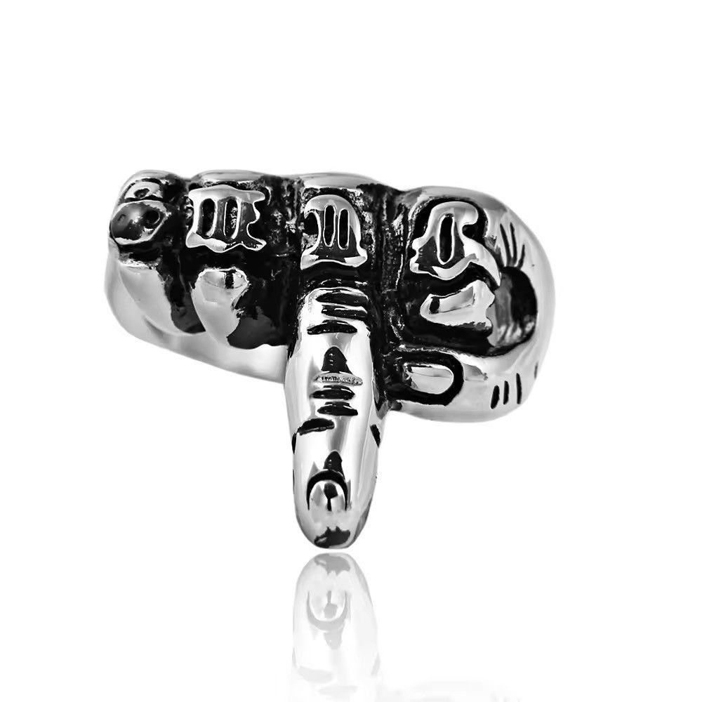 Jewelry Fuck Off Middle Finger Ring Punk Rock Ring Size ONE SIZE - 2 Thumbnail