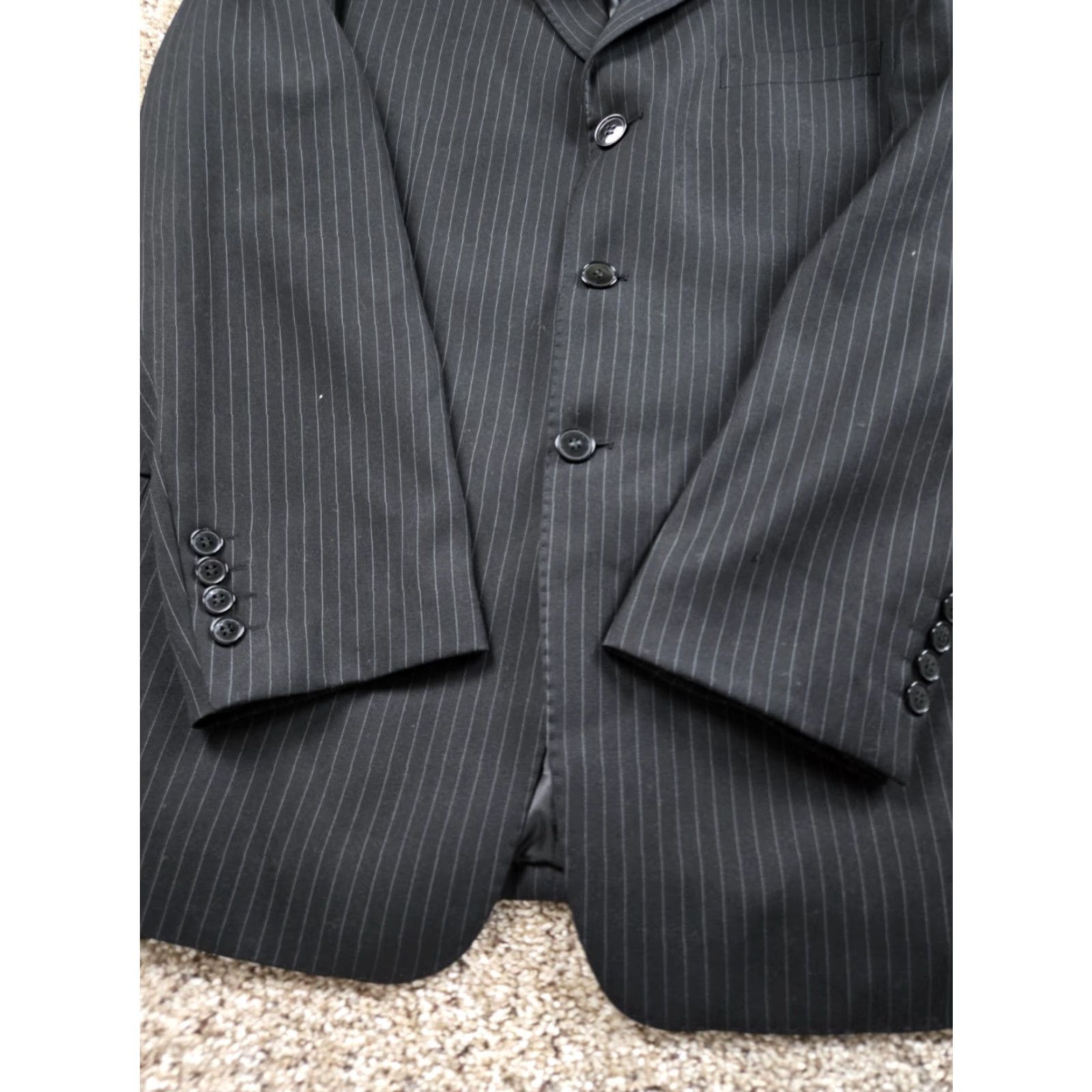 Giorgio Armani Giorgio Armani Le Collezioni Suit Jacket Black Pinstripe 40US 50EU Notch Lapel Three-Button Single-Breasted Wool Blazer Men 2 Piece Italy Vintage: No Size 40R - 3 Thumbnail
