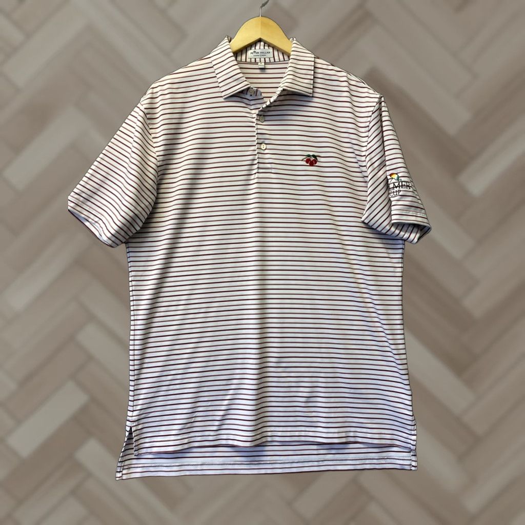 Peter Millar Peter Millar Polo Shirt Men M White Striped Short Sleeve Button Collared /86-85 Columbus? Size US M / EU 48-50 / 2 - 1 Thumbnail