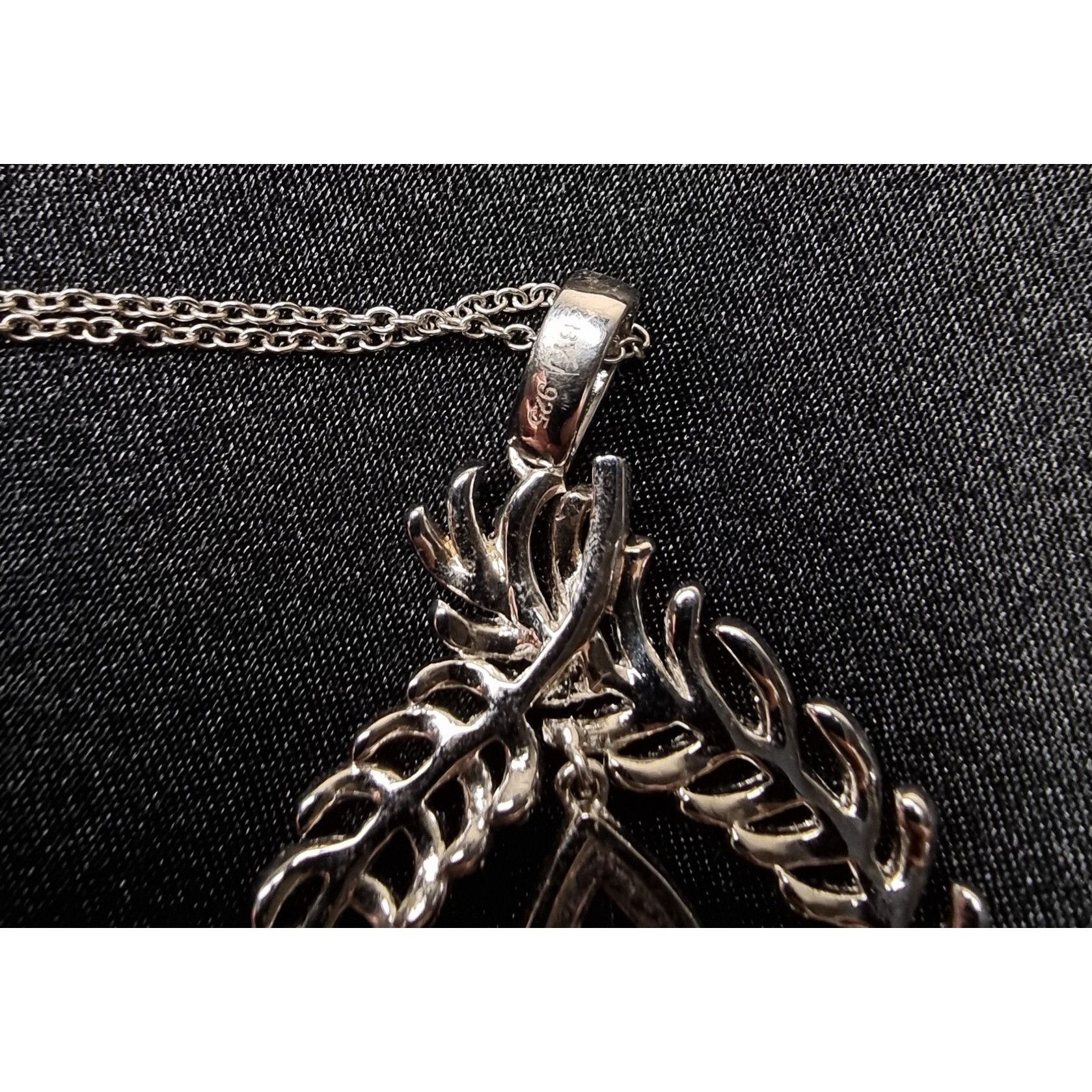 Vintage Elegant 925 Sterling Silver BYJ Signed Necklace With Leaf De Size ONE SIZE - 5 Thumbnail
