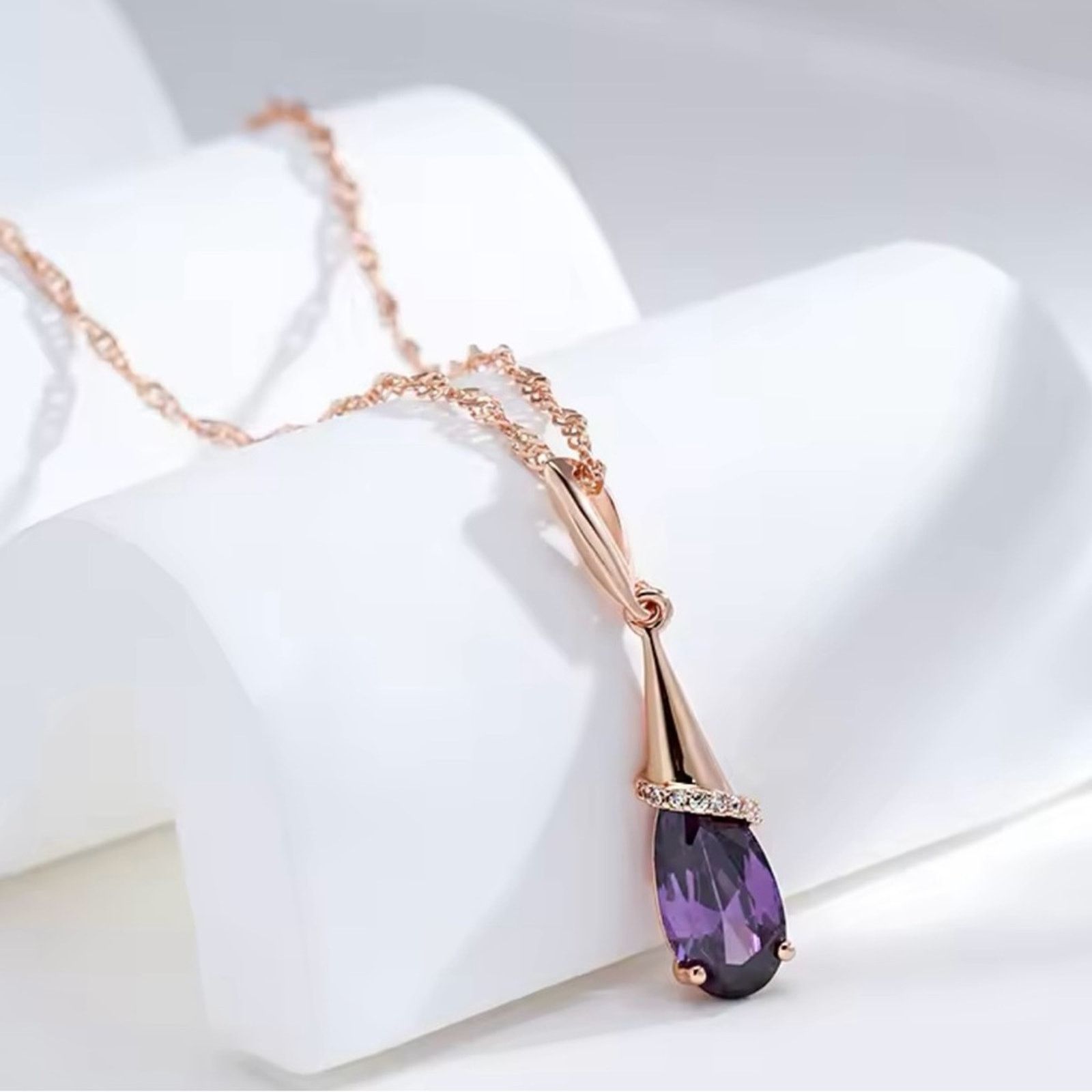 Other 585 Rose Gold Color Pendant Necklace for Women Water Drop Size ONE SIZE - 3 Thumbnail