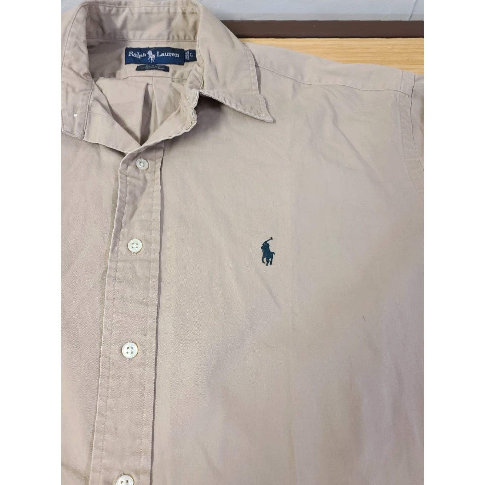 Polo Ralph Lauren Polo Ralph Lauren Shirt Men's Beige Large Long Sleeve Button Blake Cotton Size US L / EU 52-54 / 3 - 5 Thumbnail
