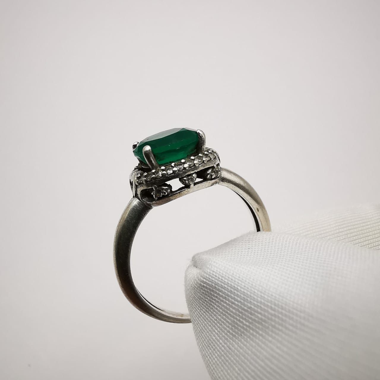 Jewelry Vintage Women's Ring 925 Sterling Silver Green Agate size 7 Size ONE SIZE - 4 Thumbnail
