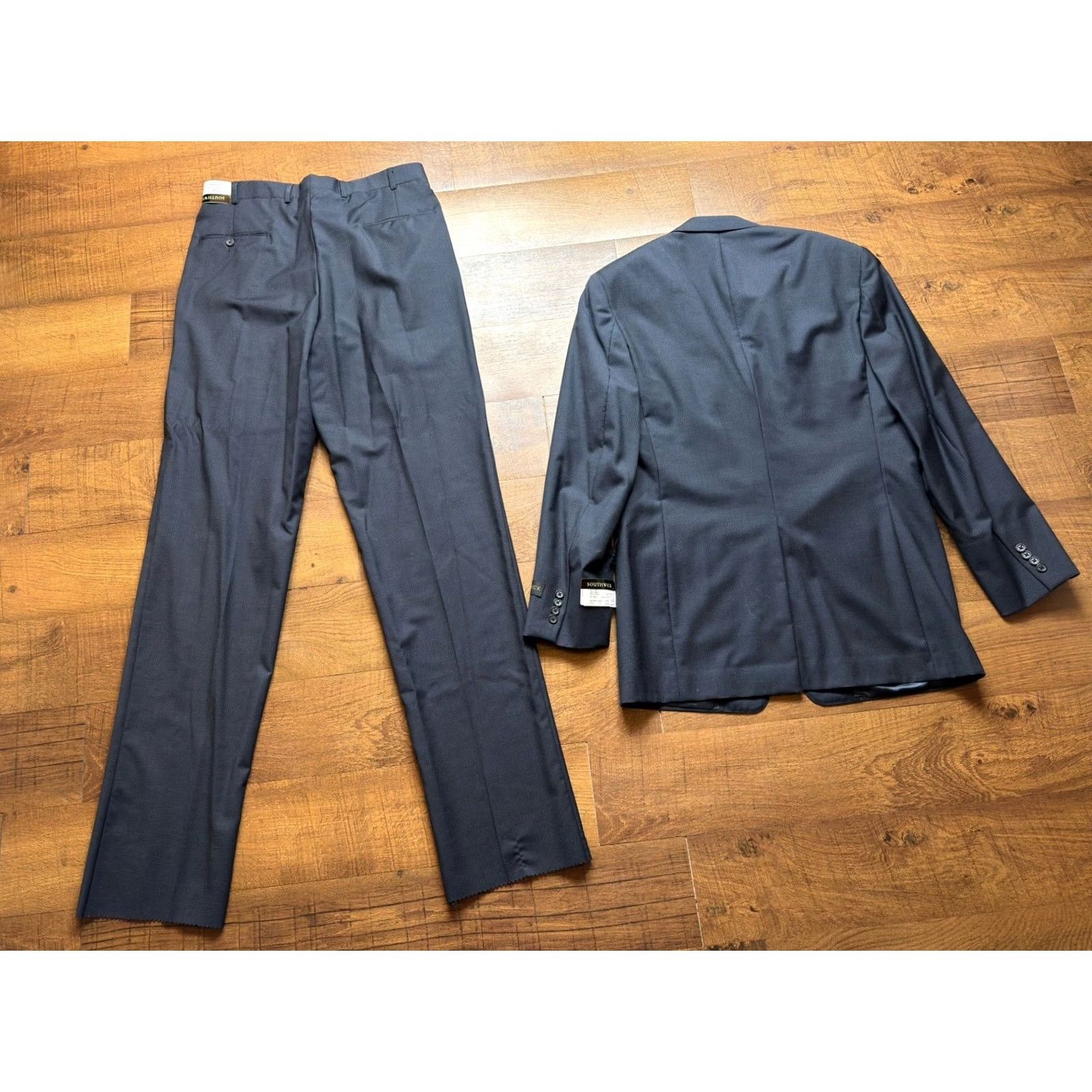 Southwick VINTAGE Southwick Suit Mens 41 Blue VTG Men 41L Blazer Unhemmed Trousers Check NEW Size US 35 - 3 Thumbnail