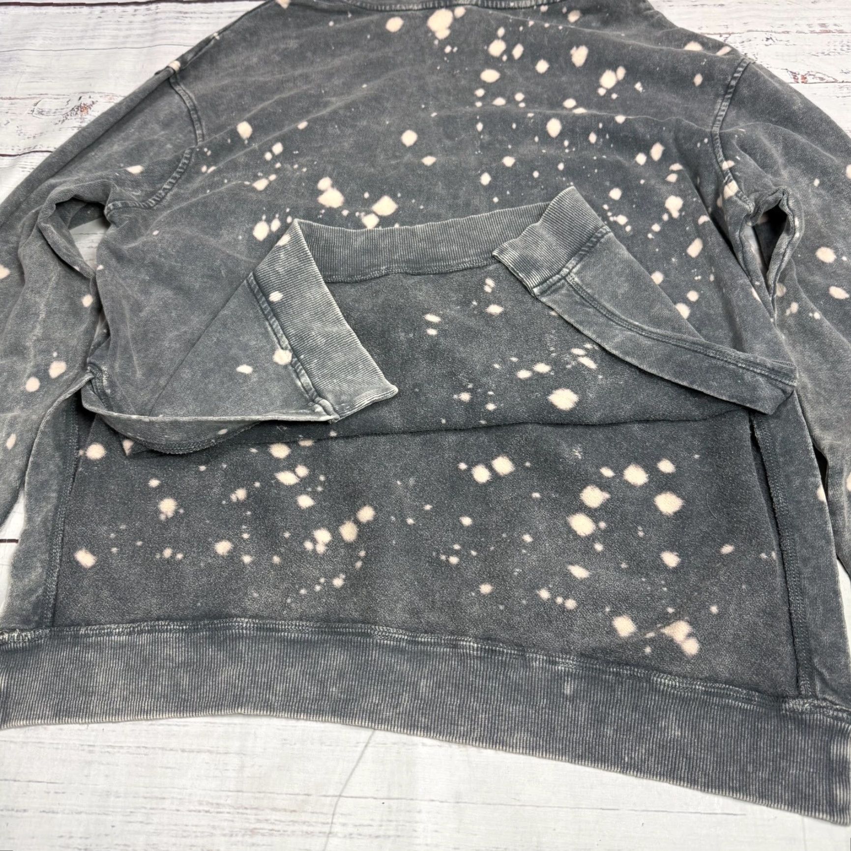 Vintage Easel Gray Bleach Spots Sweatshirt Pullover Hooded Cotton Womens S Oversized NWT Size S / US 4 / IT 40 - 5 Thumbnail