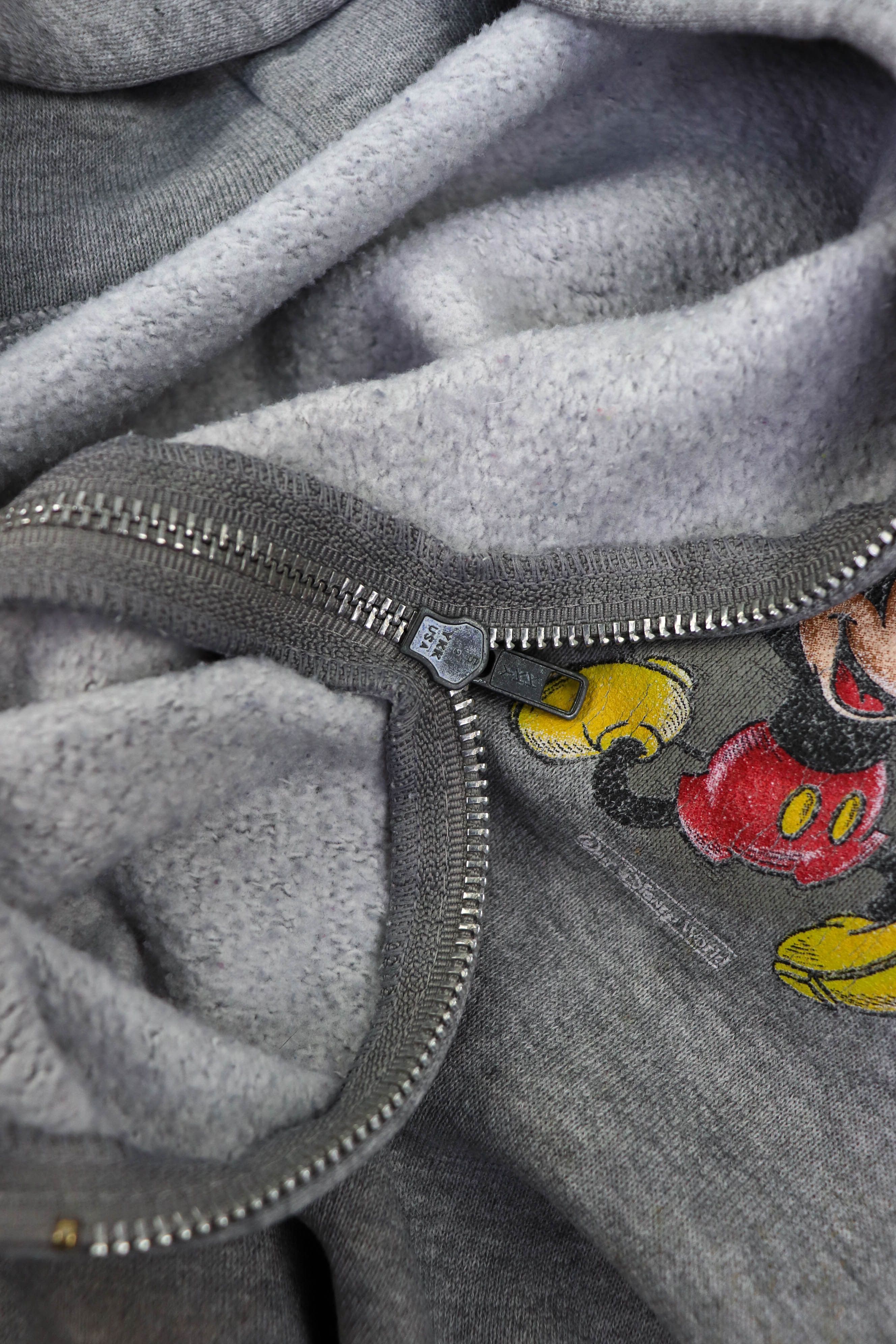 Disney 80-90s Vintage Disney Mickey Mouse Heather Gray Zip Hoodie Size US XL / EU 56 / 4 - 5 Thumbnail