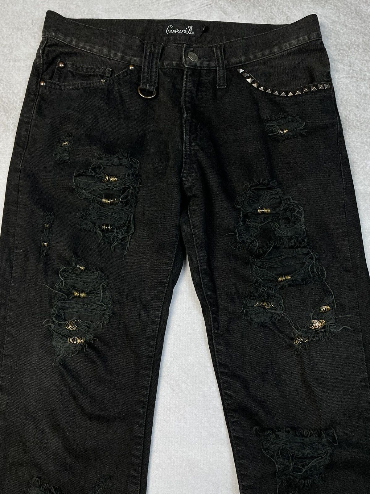 Tornado Mart 2000s CavariA Pierced Mud Max Style Studded Distressed Denim Size US 30 / EU 46 - 2 Thumbnail