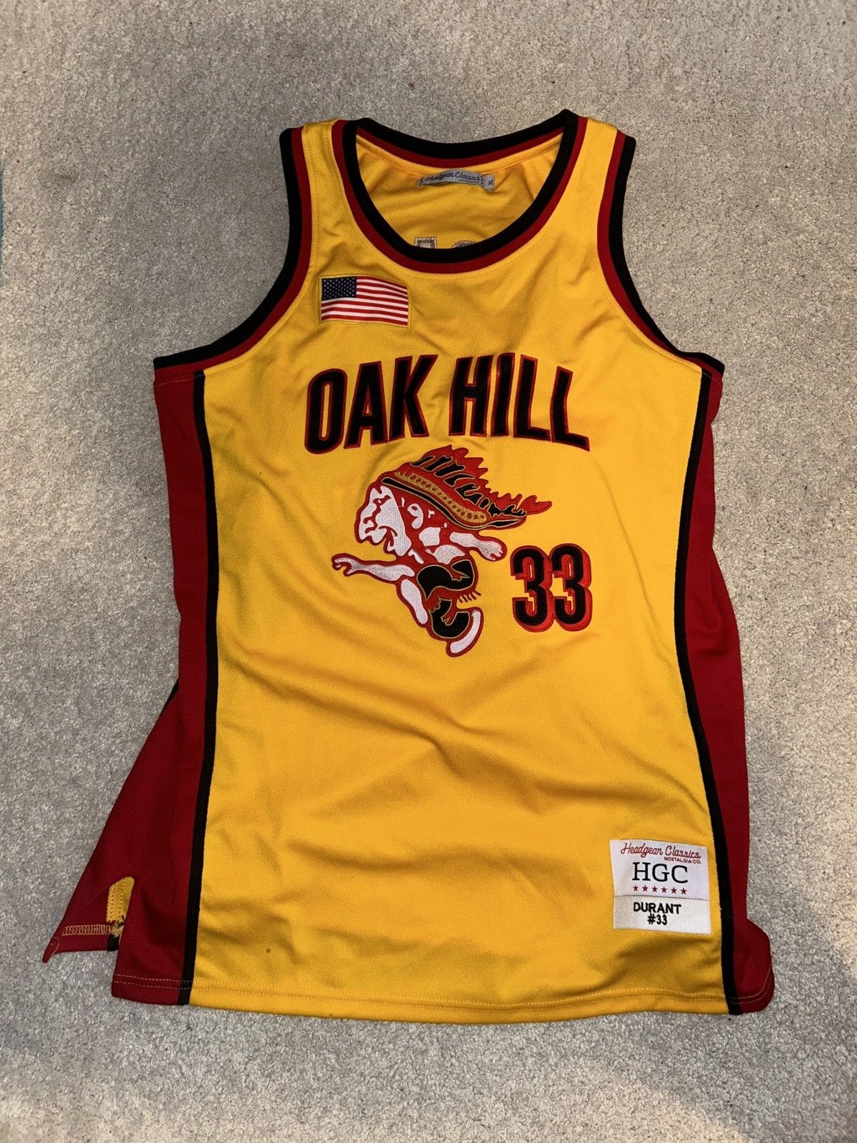 image of Kevin Durant Oak Hill Jersey in Red/Yellow, Men's (Size XL)