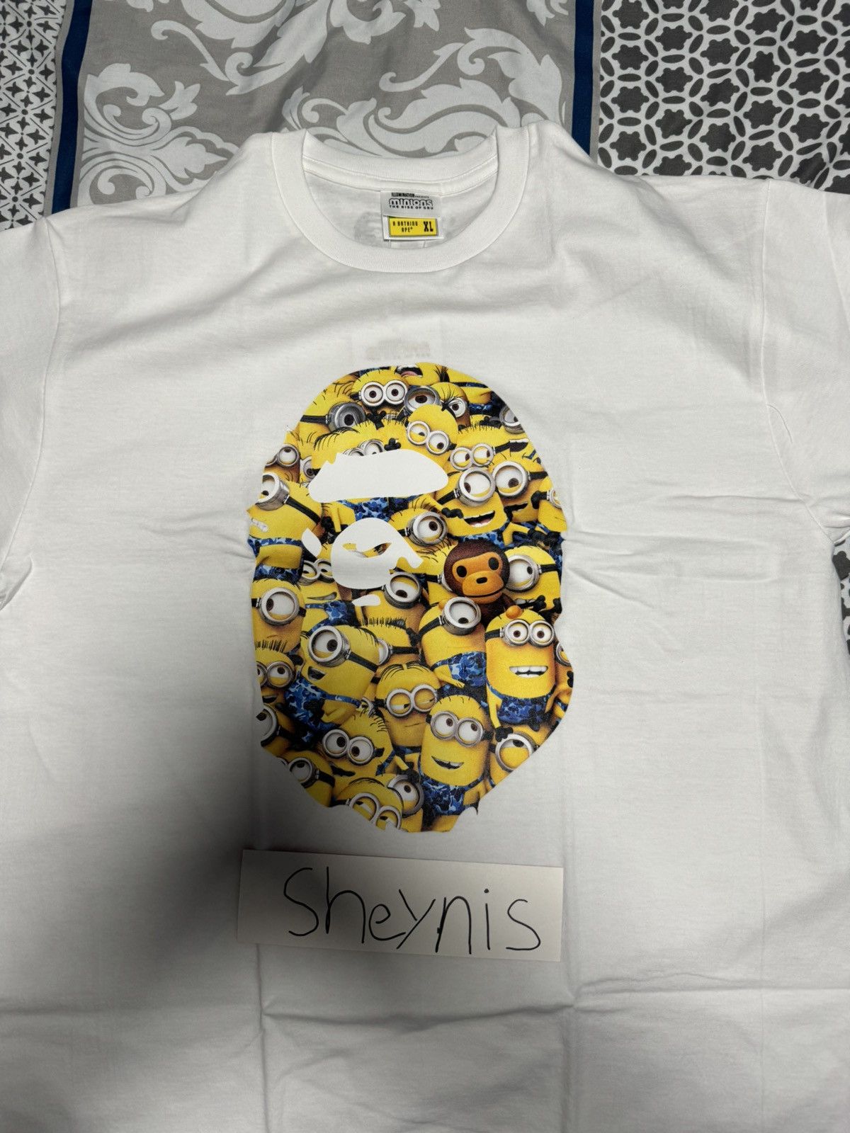 image of Bape Bathing Ape Minion Head Tee in White, Men's (Size XL)