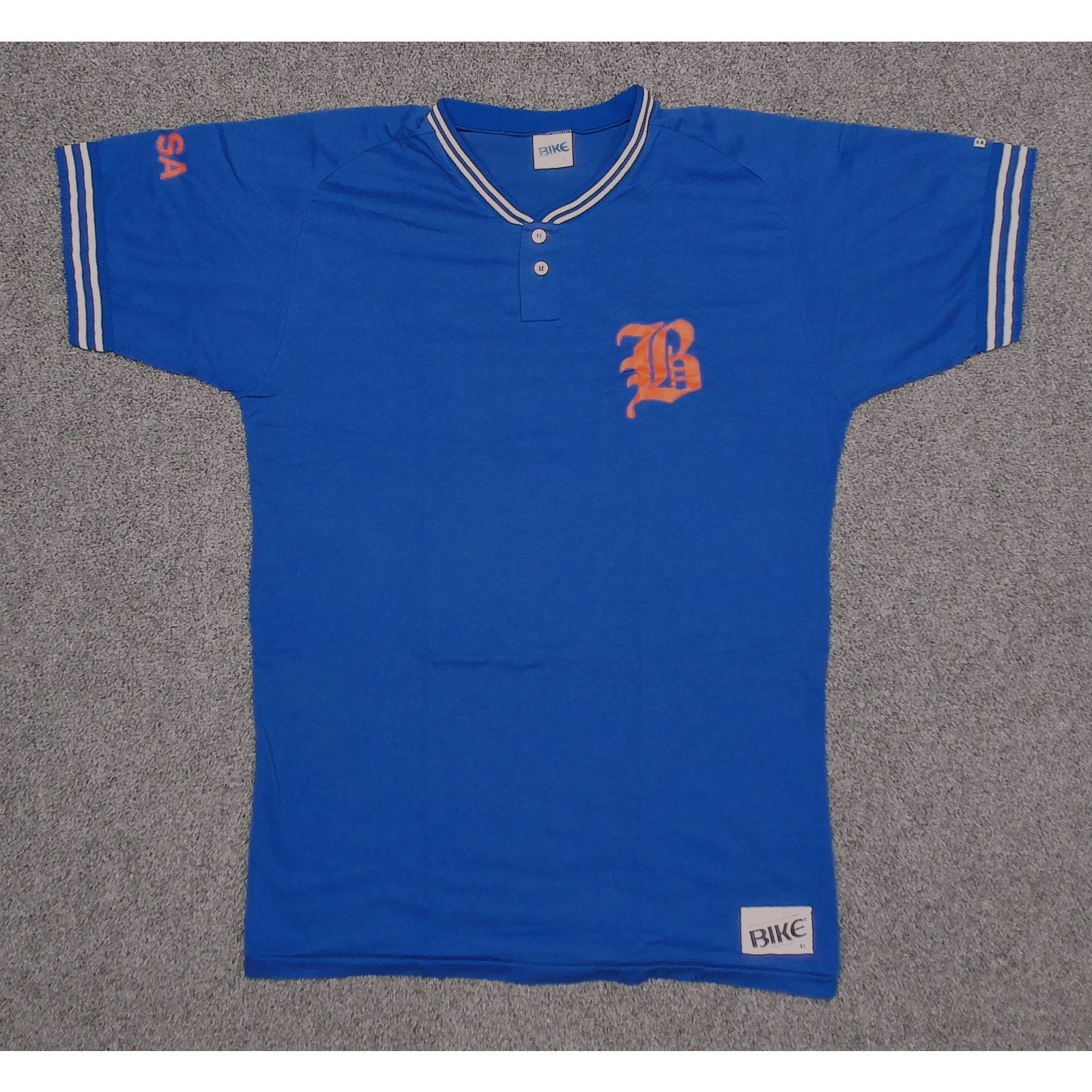Vintage Bike Athletic 80s Single Stitch Old English Baseball Henley Size US L / EU 52-54 / 3 - 2 Thumbnail