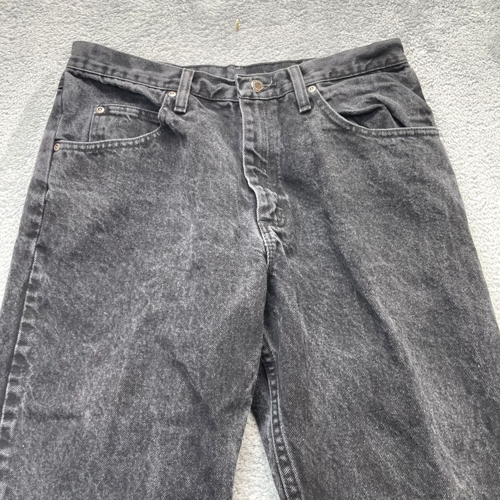 Wrangler VINTAGE Wrangler Jeans Mens 34x30 Black Denim Relaxed Fit Stone Dark Wash Western Shirt? Size US 34 / EU 50 - 3 Thumbnail