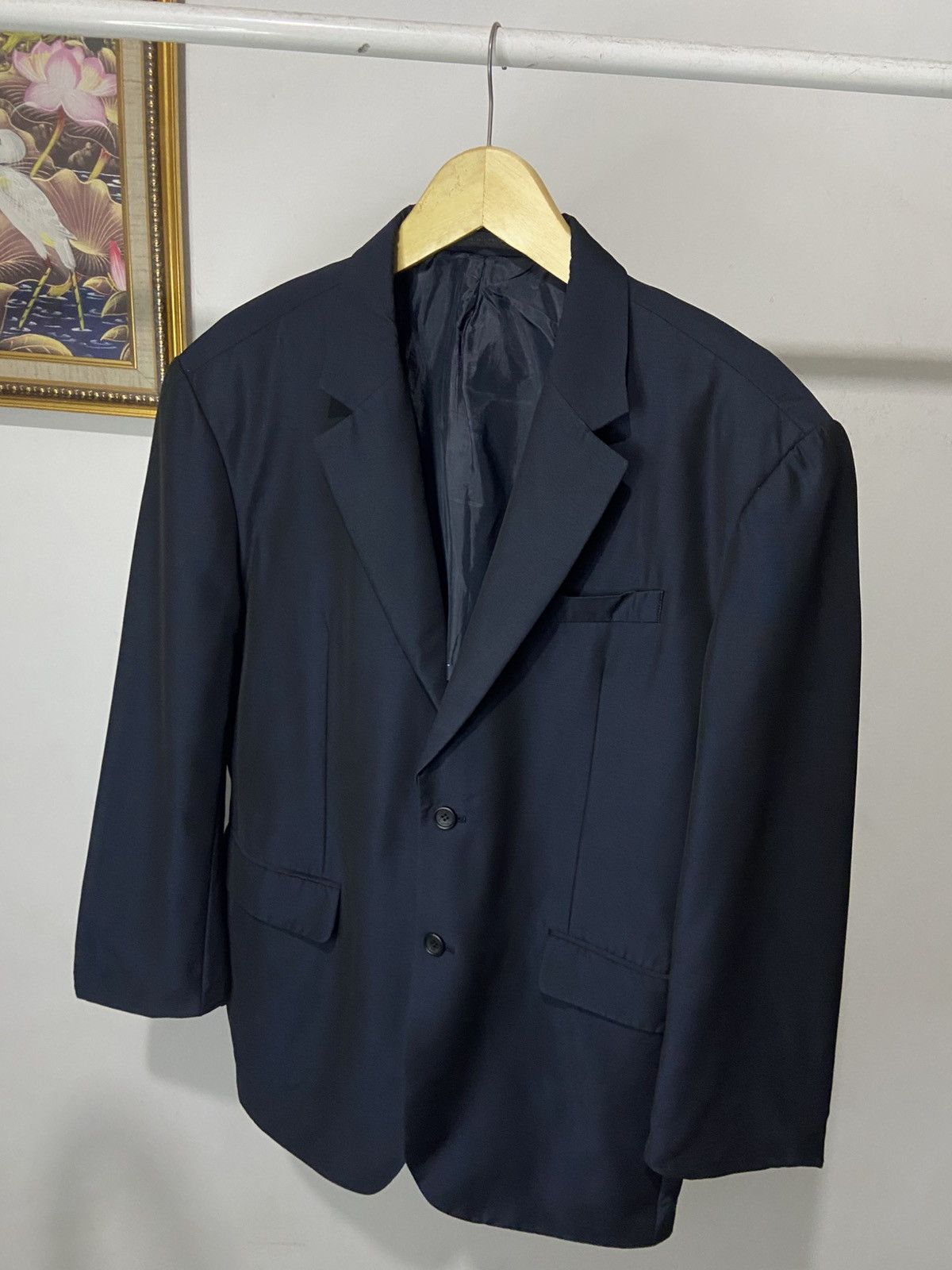 Solid Homme × Wooyoungmi Wooyoungmi Solid Homme Navy Sateen Single Breasted Blazer Size 46L - 3 Thumbnail