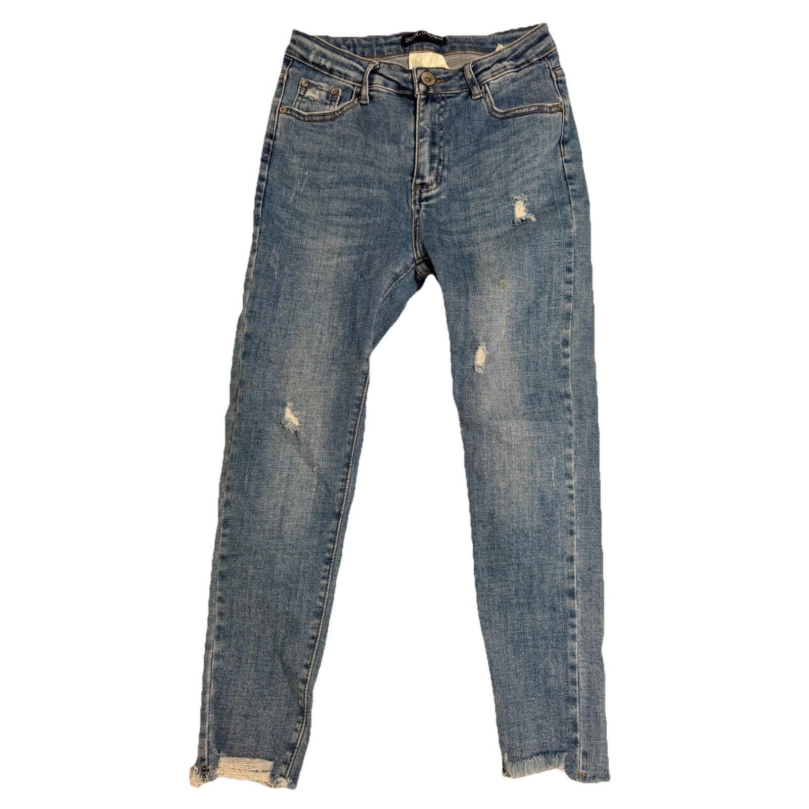Dolce & Gabbana DOLCE & GABBANA Size 29 /14 Blue Distressed Ankle Jeans Size 29" - 1 Thumbnail