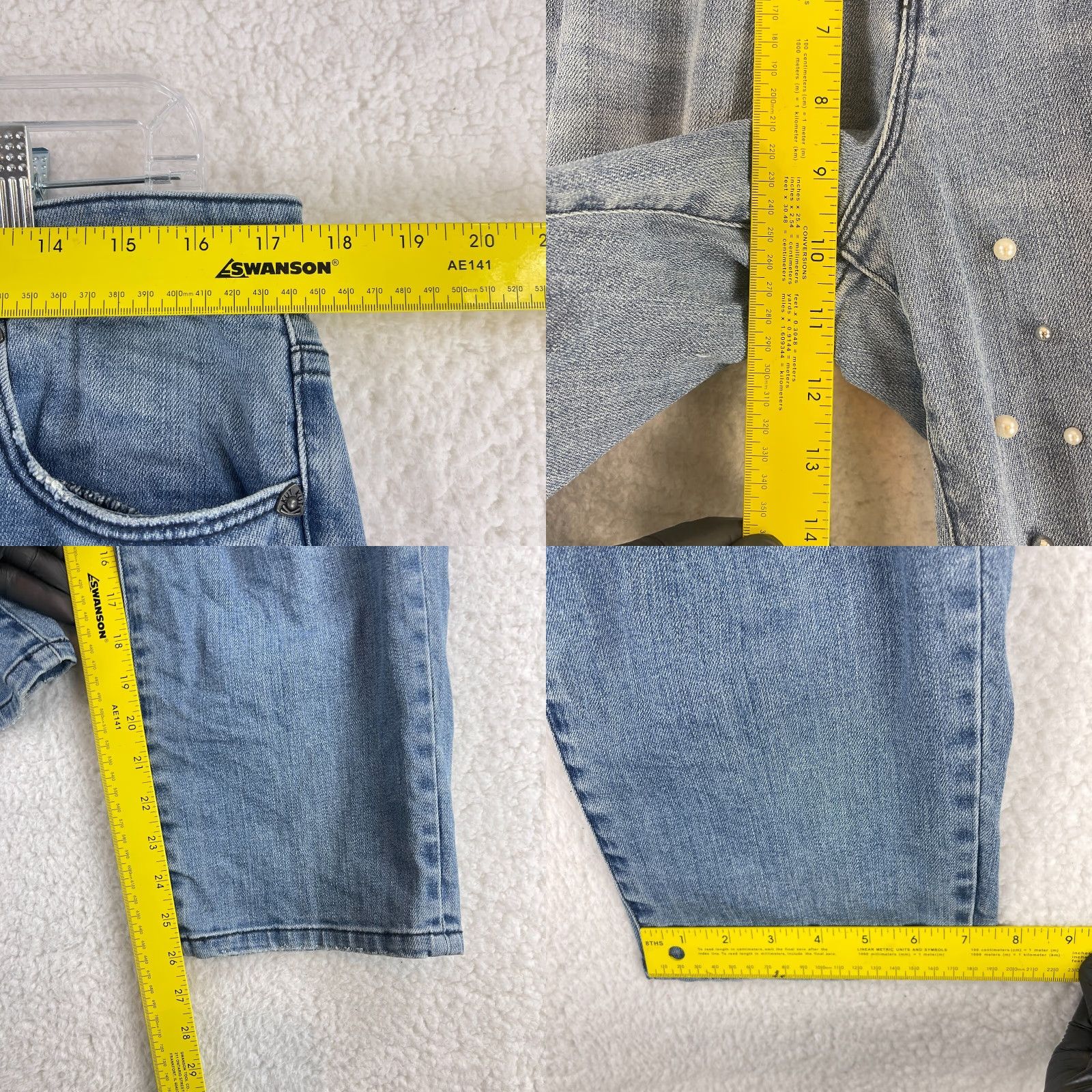 Vintage KUT from the Kloth Jeans Women Ankle Straight Leg Size 12 Blue Denim Embellished 5-Pocket Size 34" / US 12 / IT 48 - 9 Thumbnail