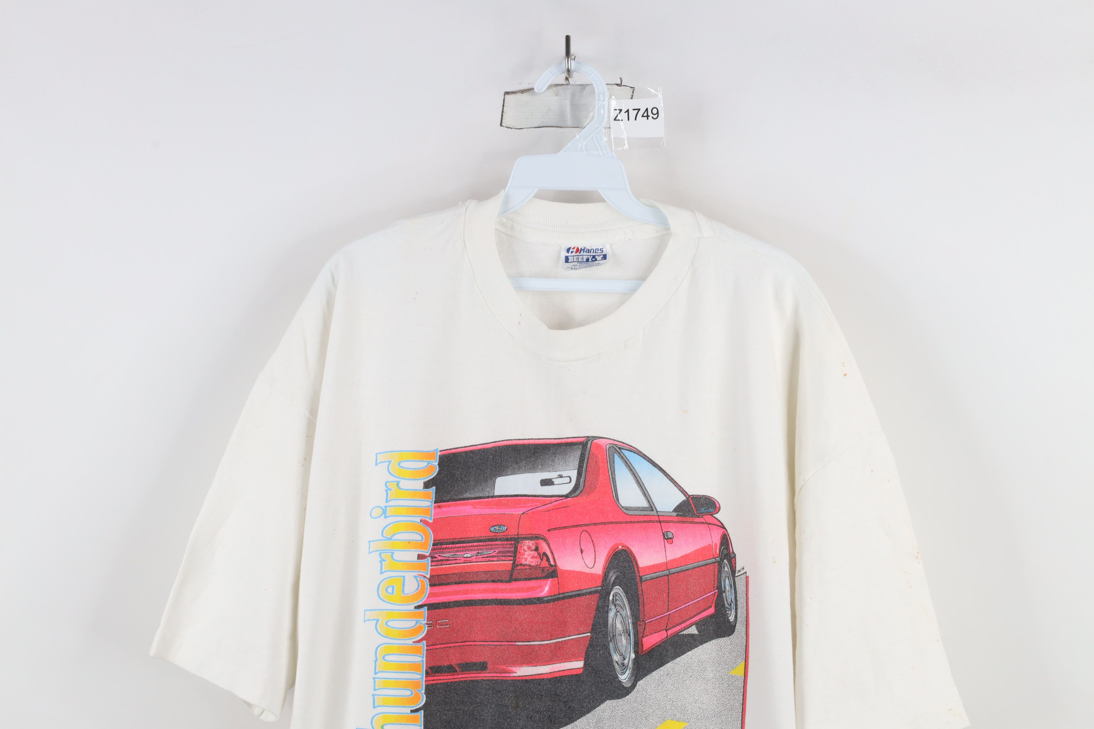 Vintage Vintage 90s Spell Out Ford Thunderbird Car T-Shirt White USA Size US XXL / EU 58 / 5 - 2 Thumbnail