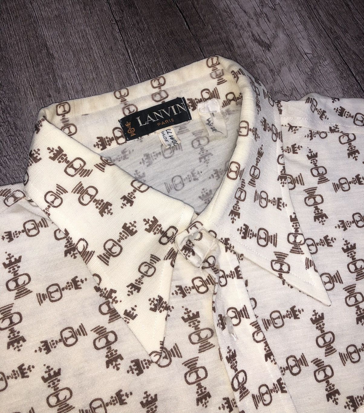 Designer × Lanvin × Vintage Vintage Lanvin Paris Monogram Button Up Long Sleeve Shirt Size US S / EU 44-46 / 1 - 10 Thumbnail