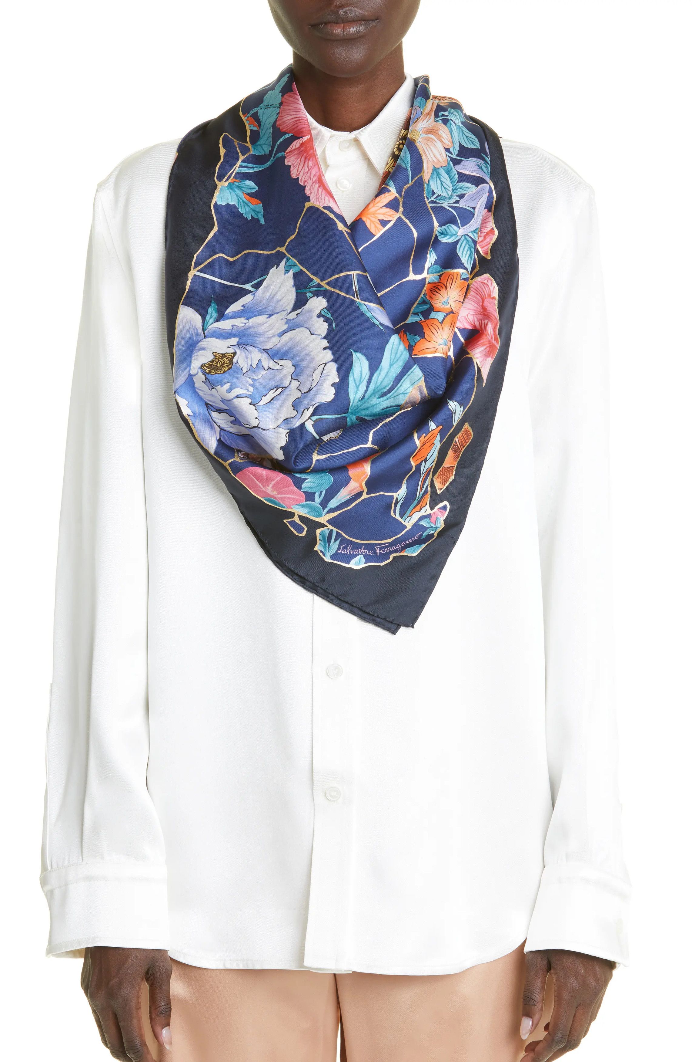 Salvatore Ferragamo o1s1rm1024 Size: 90x90 Cm / Scarf in Multicolor Size ONE SIZE - 2 Thumbnail