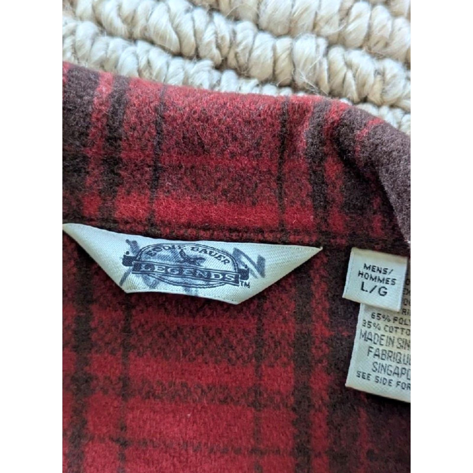Eddie Bauer VINTAGE Eddie Bauer jacket coat / Buffalo plaid wool baggy mens L Red 48" chest 1990s button front Mackinaw plaid grunge style Size US L / EU 52-54 / 3 - 6 Thumbnail