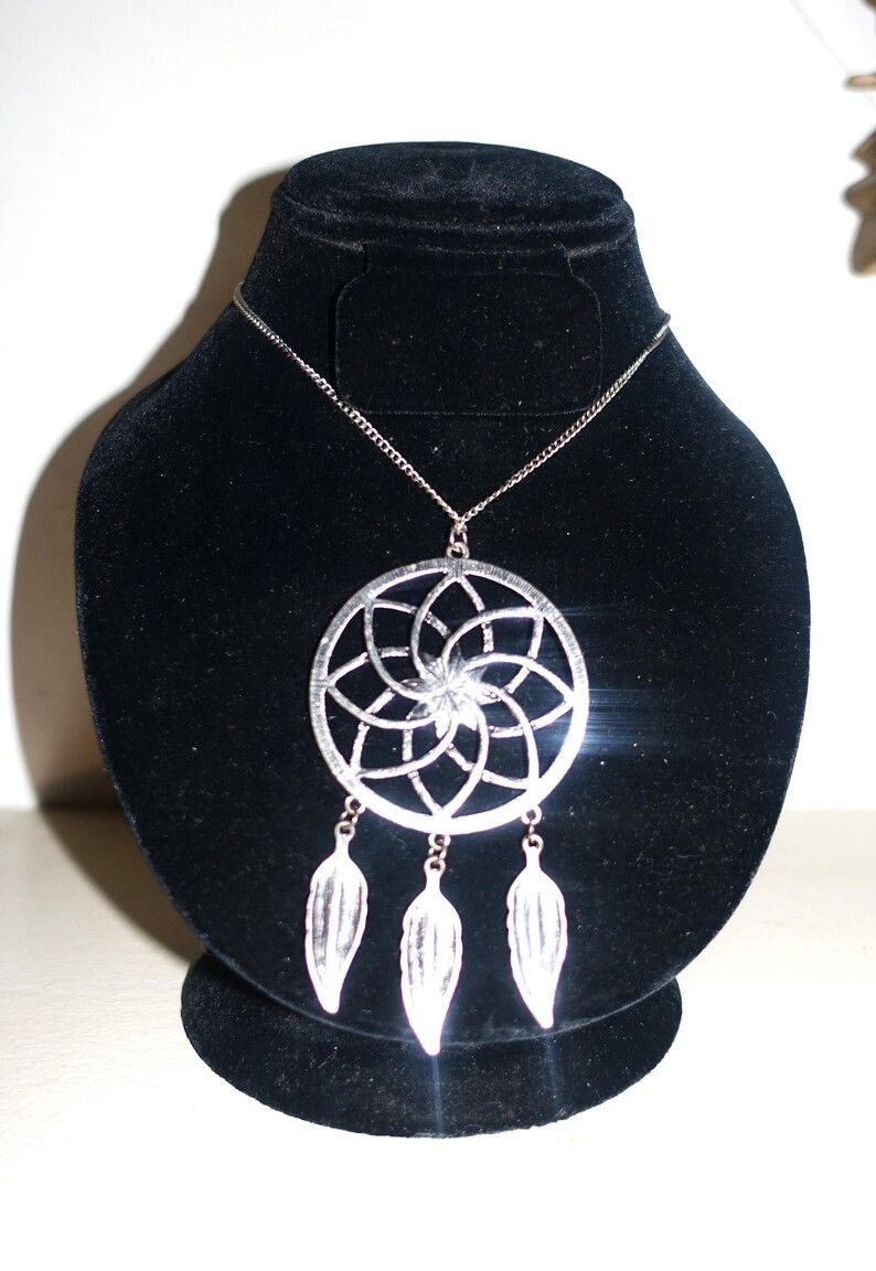 Vintage Silver tone Dream Catcher Necklace 16" Size ONE SIZE - 3 Thumbnail