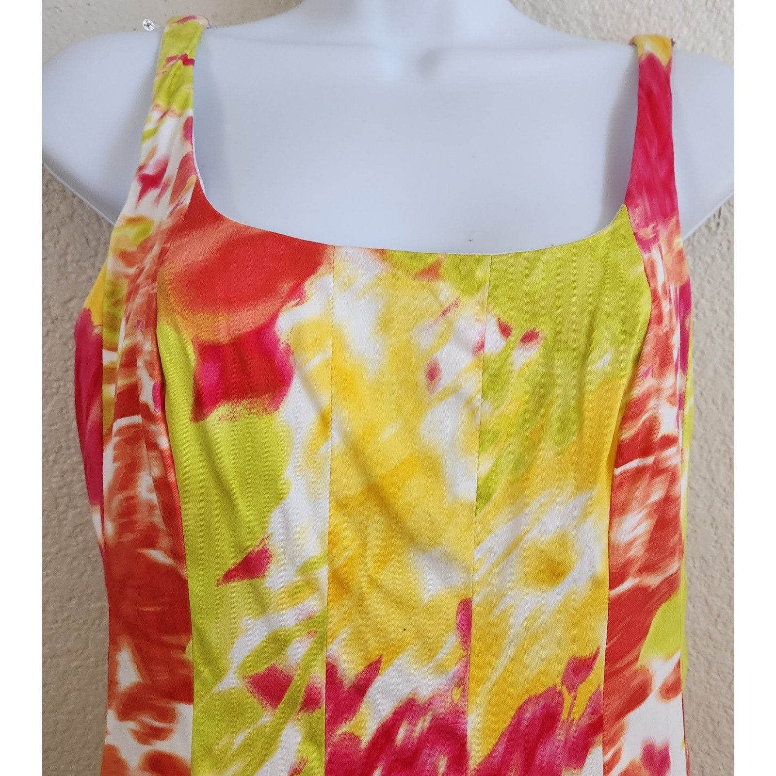 Other American Living Orange Pink Lime Green Fit N Flare Dress 4 Size S / US 4 / IT 40 - 3 Thumbnail
