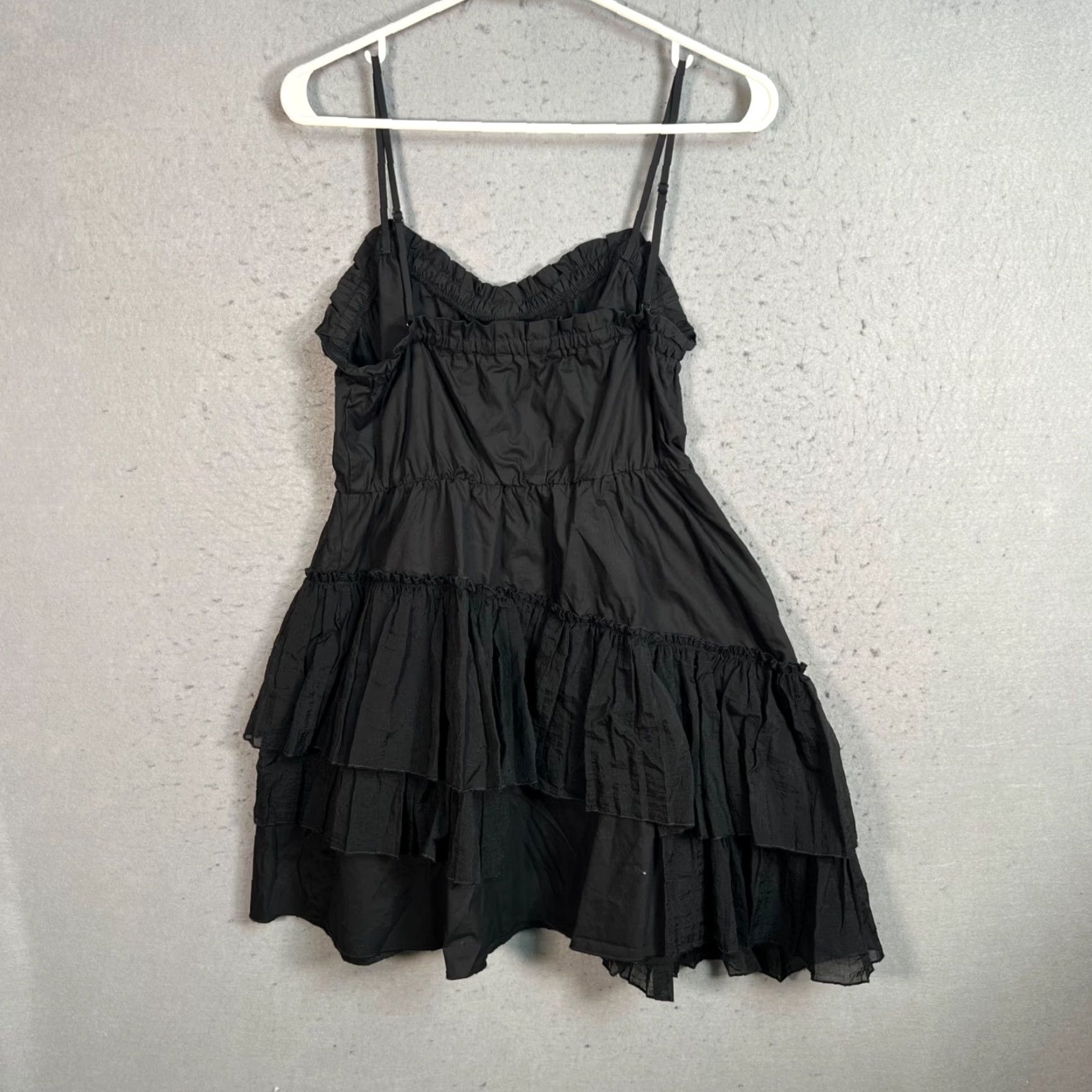 Vintage Urban Revivo Black Tiered Midi Dress W/ Spaghetti Straps Size 8 100% Cottom Size M / US 6-8 / IT 42-44 - 2 Thumbnail