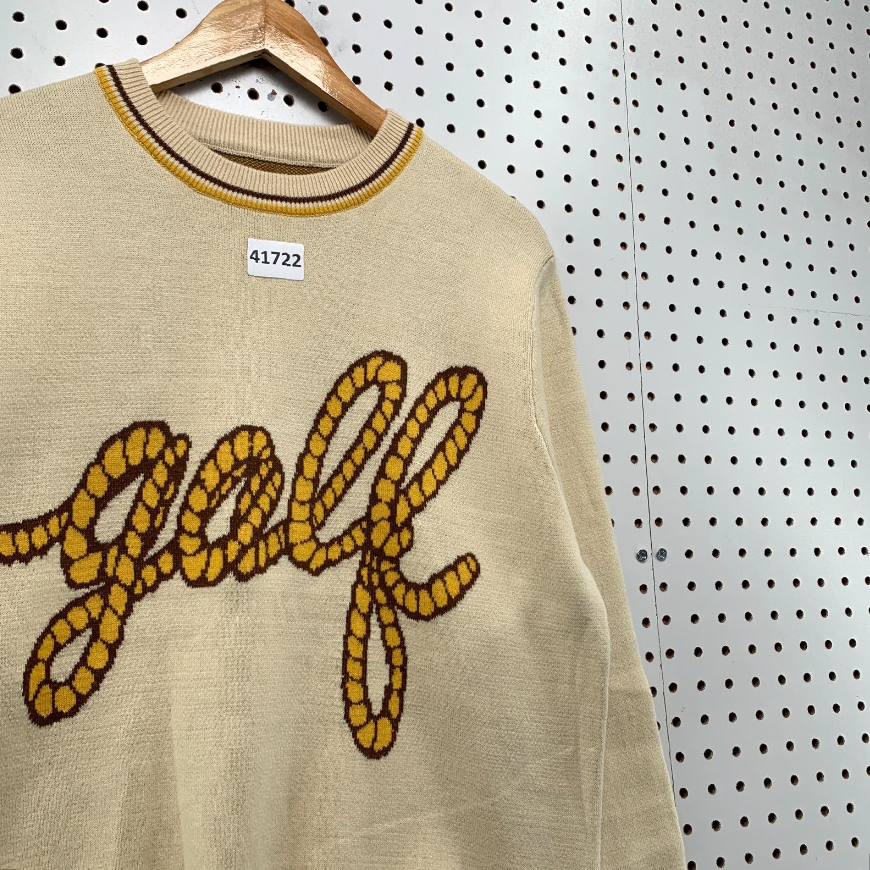 Golf Wang VINTAGE Golf Wang Tyler Creator Knit Sweater Mens Small Beige Crew Neck Winter Casual Pullover 20.5x25.5 Size US S / EU 44-46 / 1 - 7 Thumbnail