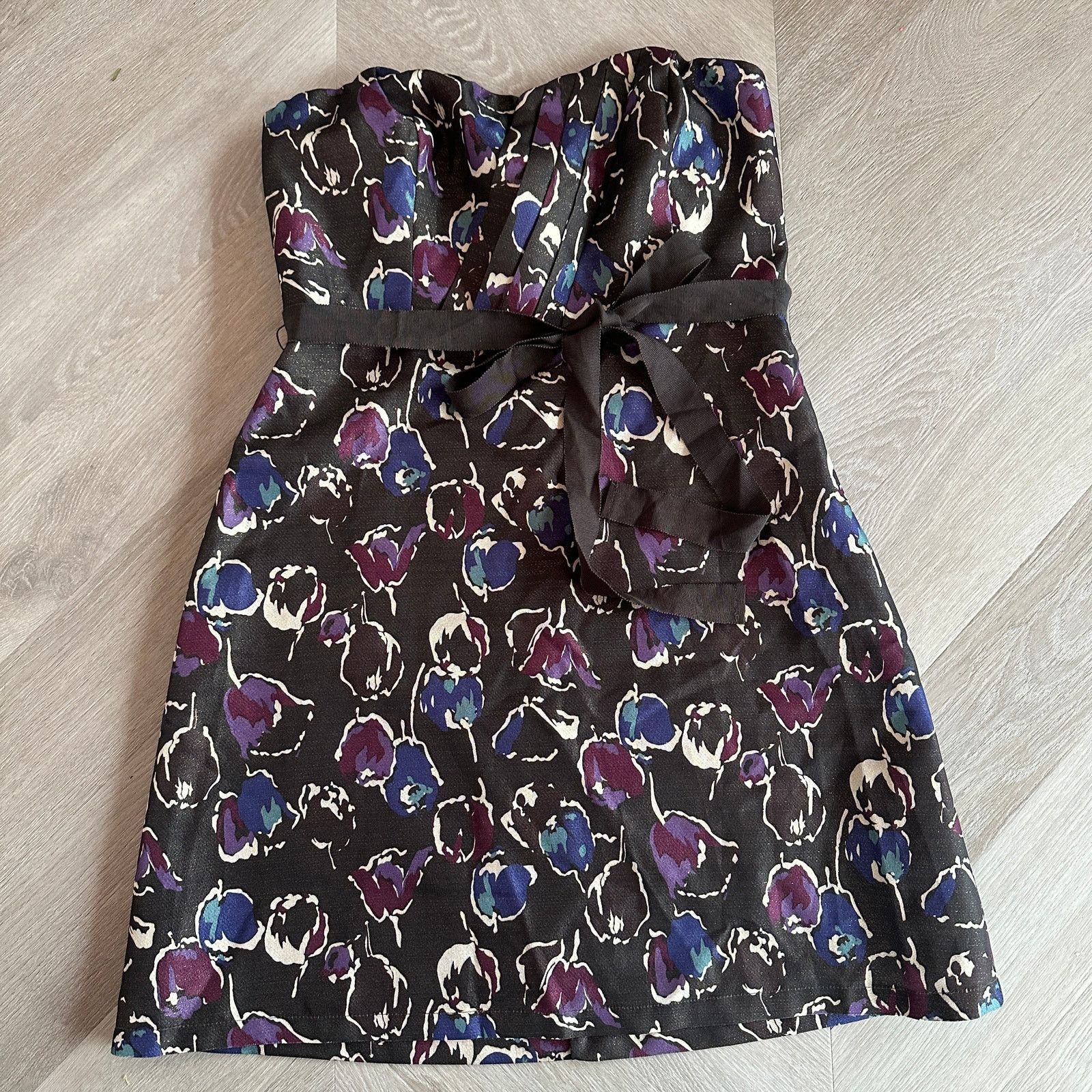 American Eagle Outfitters American Eagle Pleated Floral Strapless Mini Dress 2 XS Size XS / US 0-2 / IT 36-38 - 1 Thumbnail