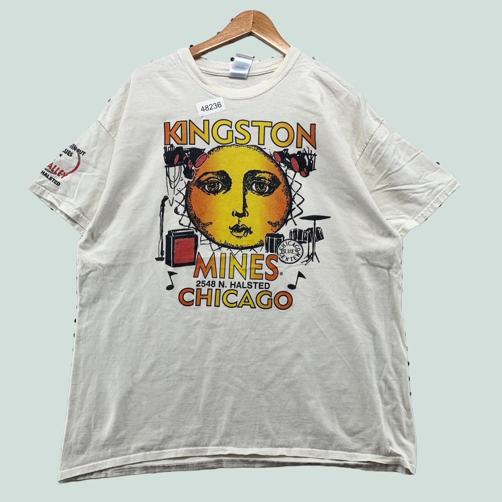 Gildan VINTAGE Kingston Mines Chicago T Shirt Mens XL White Reggae Music Shirt Size US XL / EU 56 / 4 - 1 Thumbnail