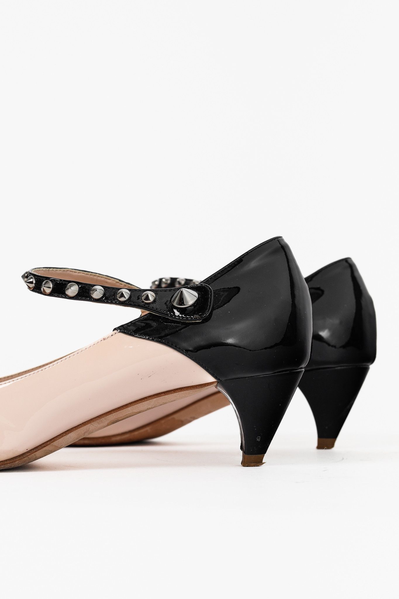 Miu Miu Miu Miu Light Pink & Black Bicolor Studded Mary Janes Size US 8 / IT 38 - 7 Thumbnail