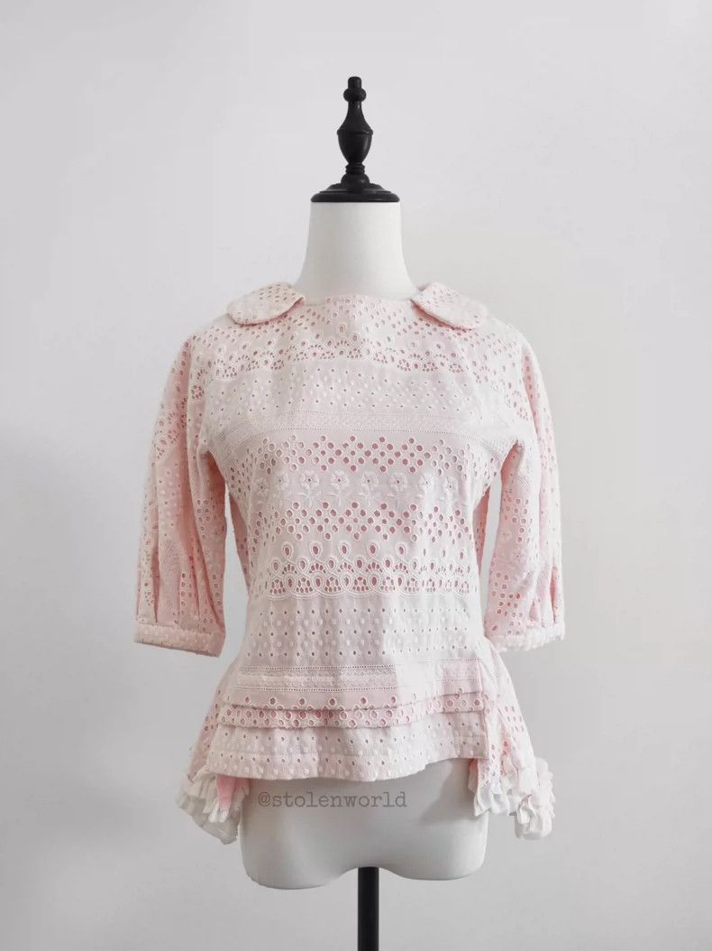Comme des Garcons Comme Des Garcons Pale pink embroidered frill top Size XS / US 0-2 / IT 36-38 - 1 Thumbnail