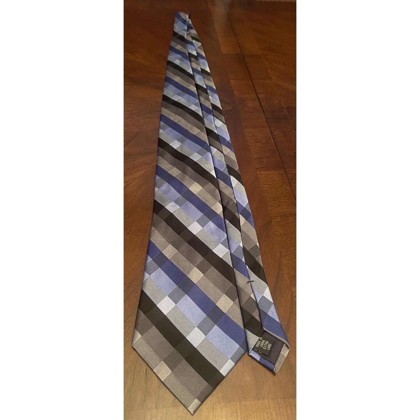 Joseph Abboud Joseph Abboud Blue Black Gray 100% Silk Men’s Extra Long Size ONE SIZE - 3 Thumbnail