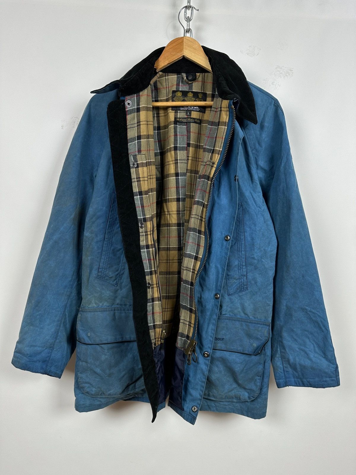 Barbour Barbour Bristol Waxed Blue Coat Jacket Size US L / EU 52-54 / 3 - 18 Thumbnail