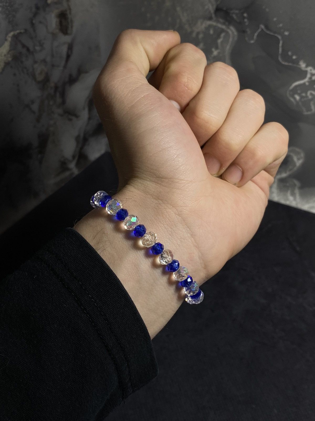 Jewelry Crystal Beaded Bracelet – Blue & Clear Sparkle Size ONE SIZE - 9 Thumbnail