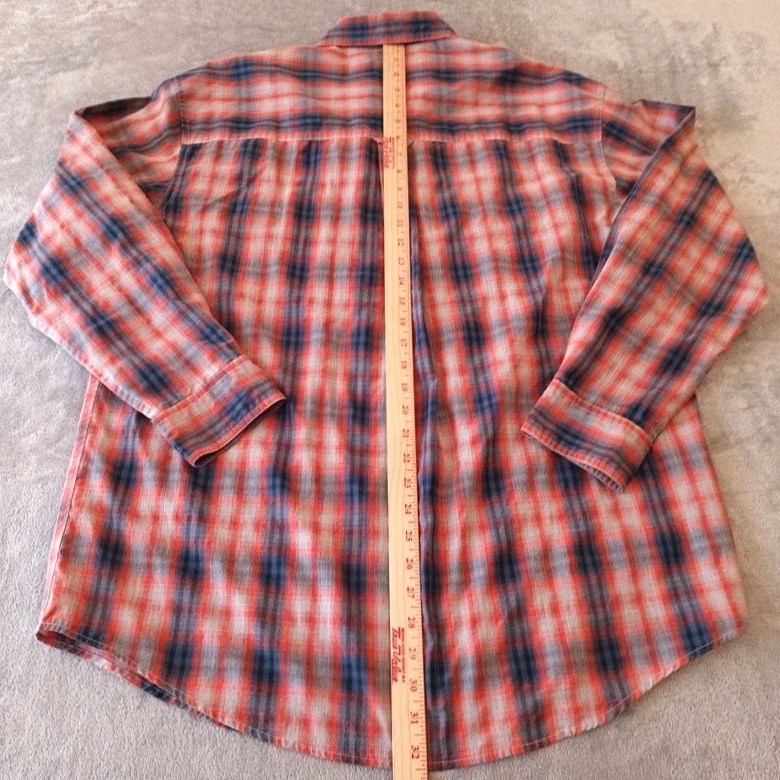 Chaps Chaps Shirt Mens Large Orange Blue Plaid Long Sleeve Button Down Easy Care Shirt Size US L / EU 52-54 / 3 - 5 Thumbnail