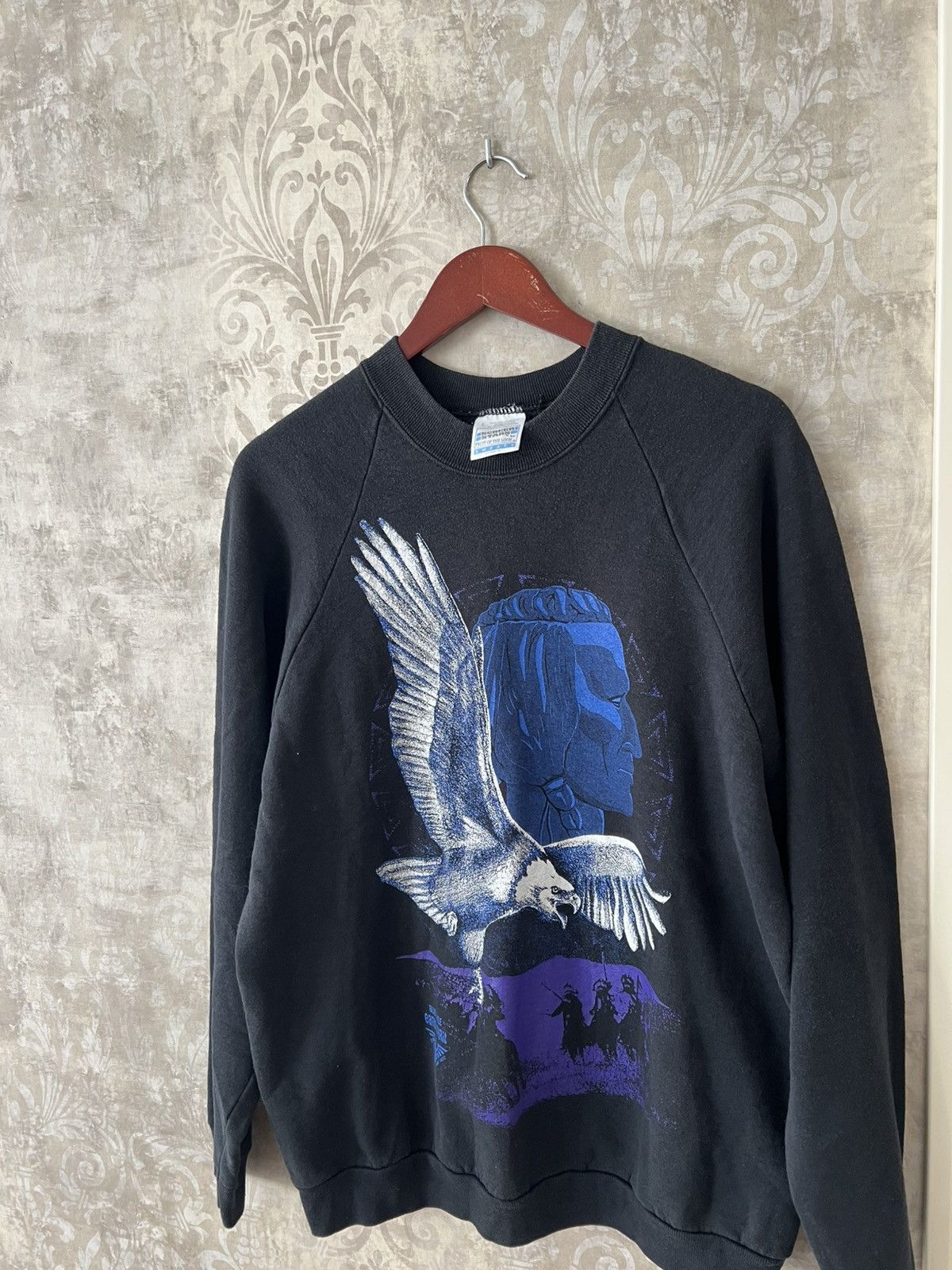 Vintage Vintage 90s Earth Spirit Sweatshirt Blue Eagle Bald Eagle Size US L / EU 52-54 / 3 - 10 Thumbnail