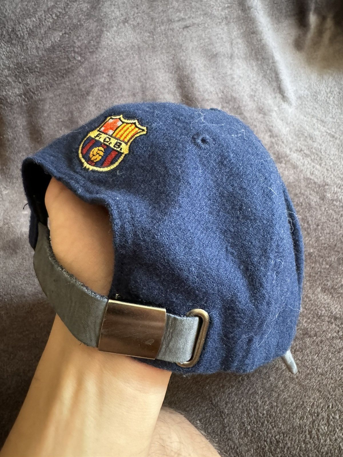 Nike × Vintage Vintage 90s Nike Hat FC Barcelona Wool Swoosh Size ONE SIZE - 3 Thumbnail