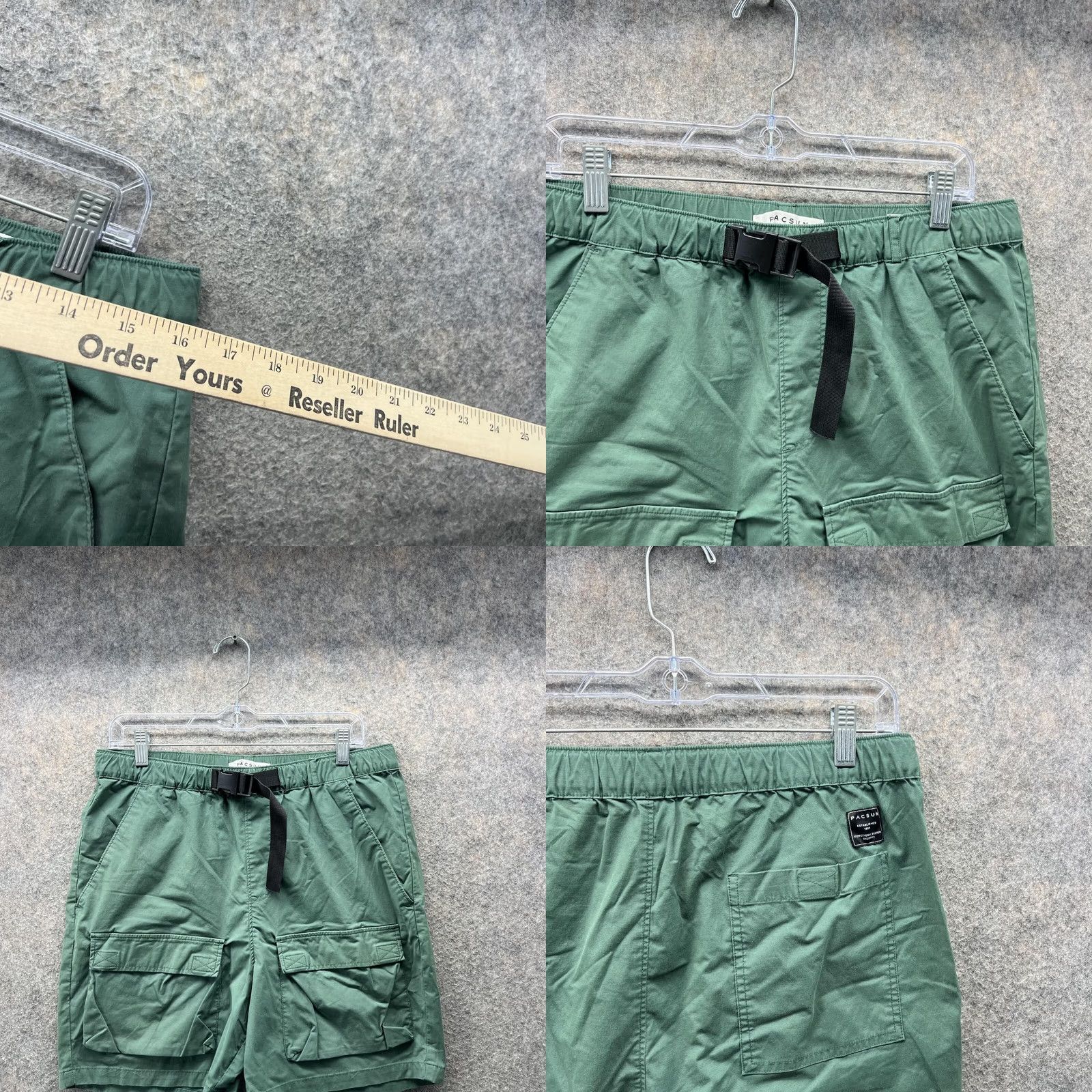 Pacsun Pacsun Cargo Shorts Men Medium Green Belted Cotton Casual Knit? (Note: The word "Knit" was not in original; cannot include. Providing final.) Size US 31 - 8 Thumbnail