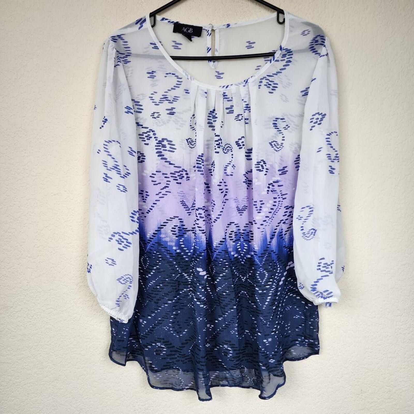 Other AGB XL Sheer Blue Purple White Blouse Size XL / US 12-14 / IT 48-50 - 1 Thumbnail