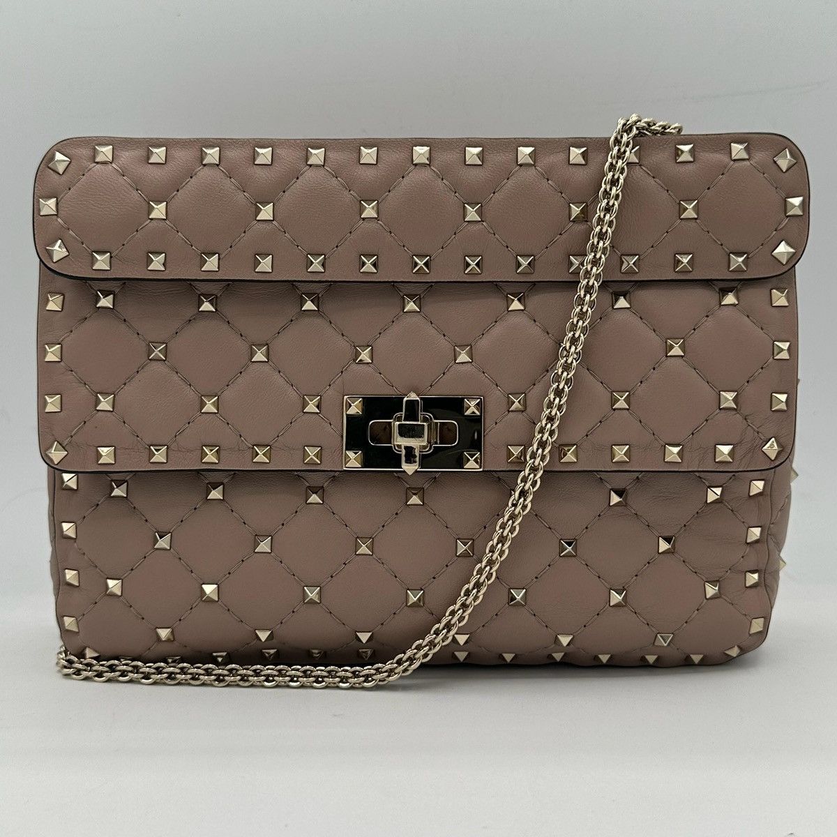Valentino Garavani Rockstud Spike Bag in Beige Leather